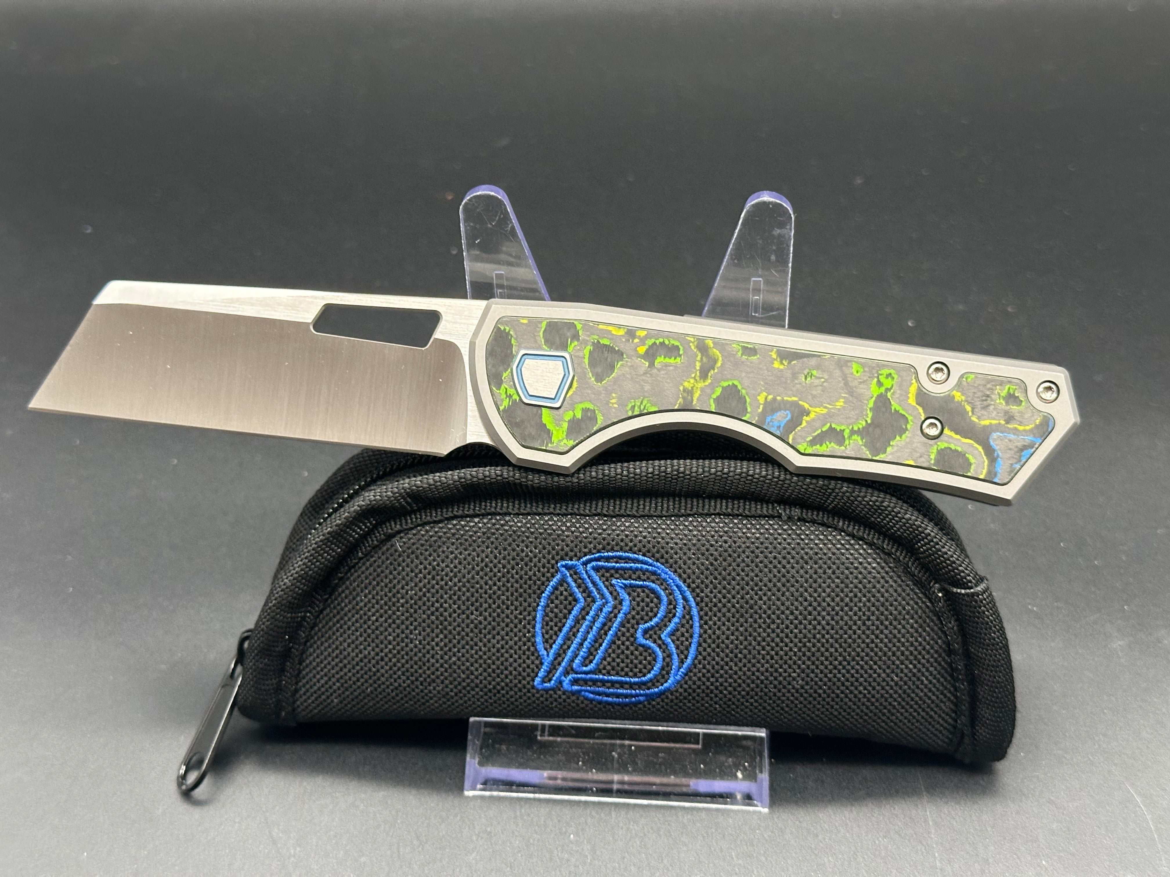 Brian Brown Yeager M V3 Titanium Folding Knife - Non-Flipper, Gecko Camo Carbon Inlays, Satin Blade (AE Exclusive) - EDC, Outdoor, Tactical, Survival, Camping, Hunting Gear