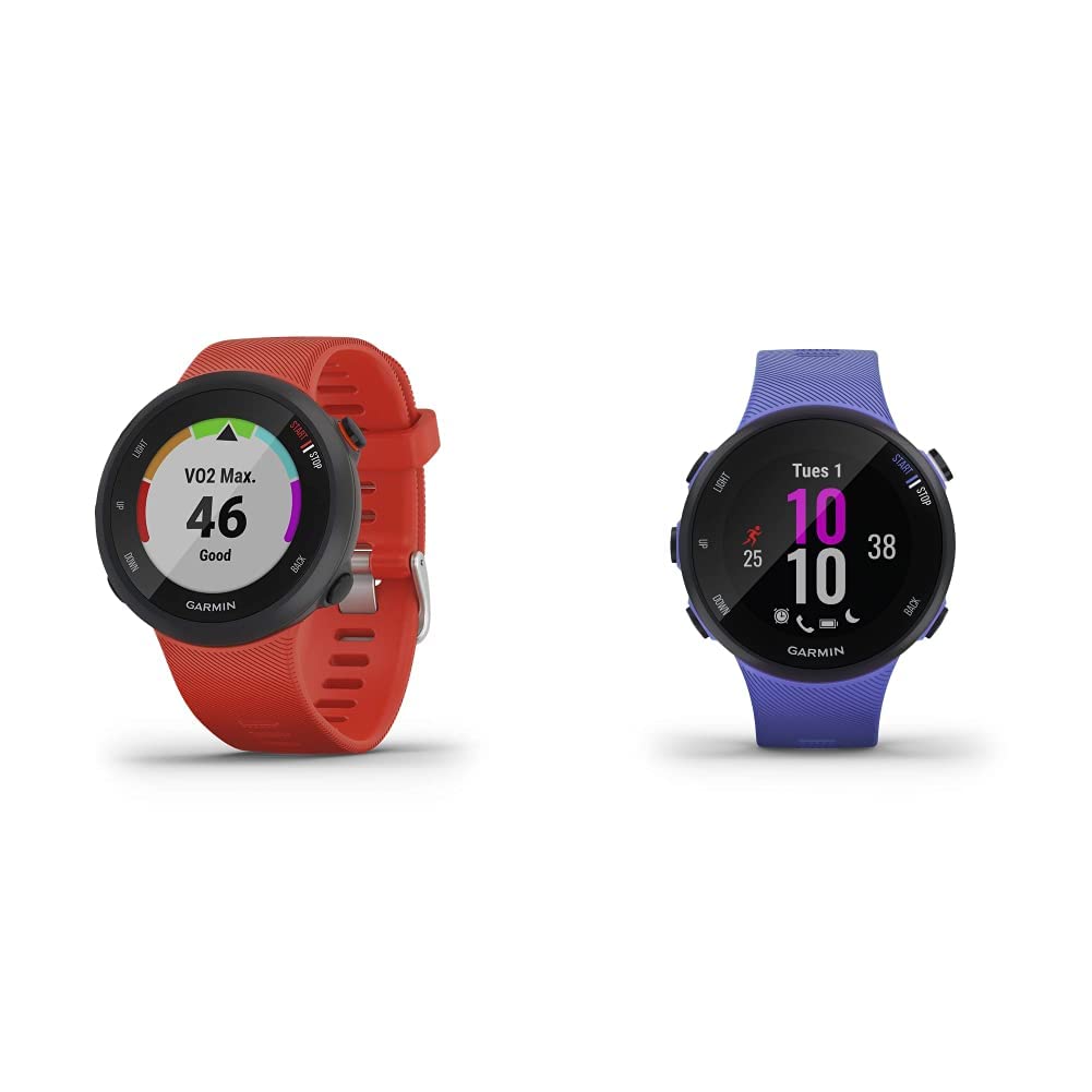 Garmin Forerunner 45 & 45S GPS Running Watch - 42mm & 39mm Easy-to-Use Fitness Tracker with Heart Rate Monitor, Garmin Coach Training Plan - Red & Purple for Running, Cycling & Outdoor Activities