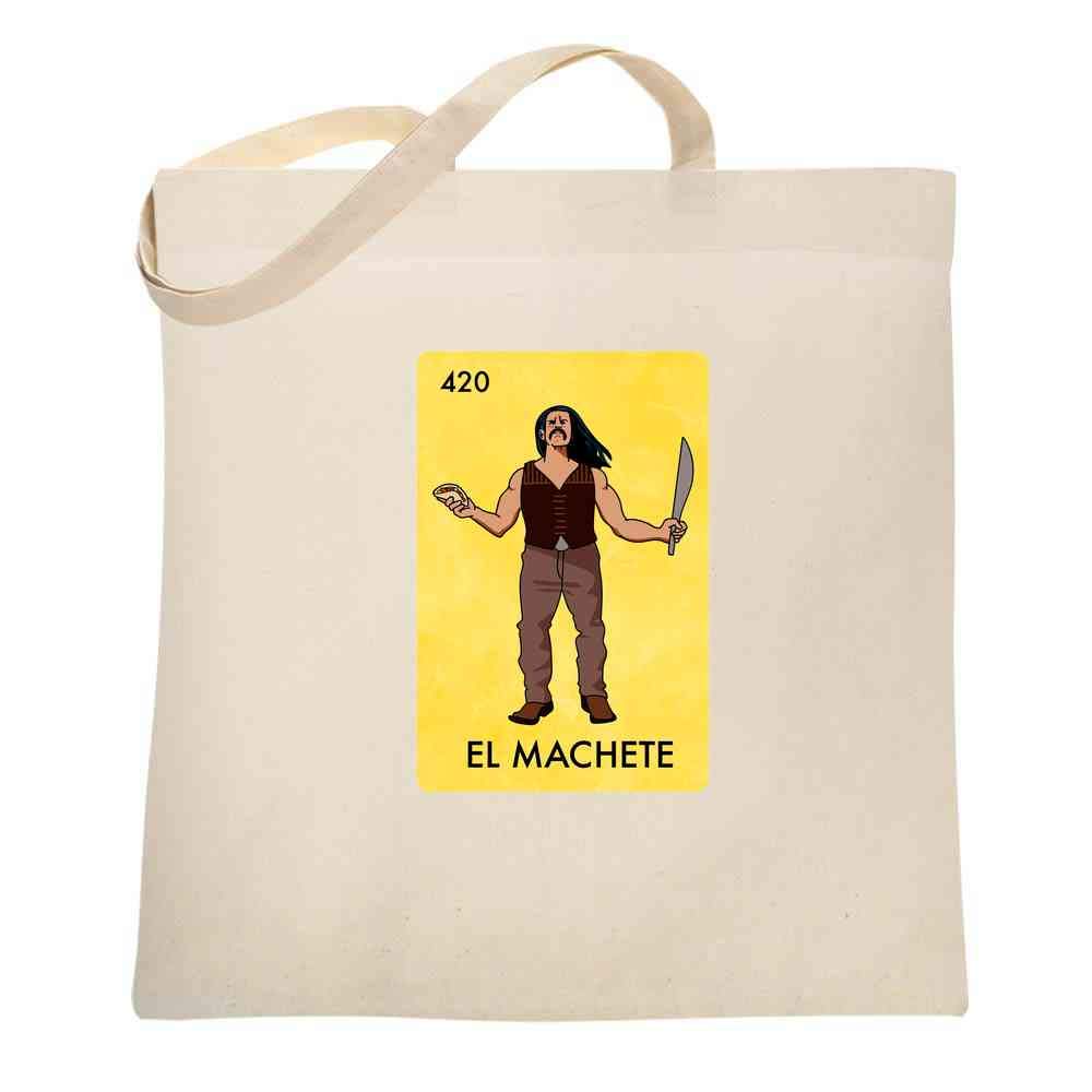 Funny Mexican Lottery Parody Canvas Tote Bag - Pop Threads El Machete Design - Durable & Stylish Shopping Bag for Groceries, Beach, Work & Everyday Use