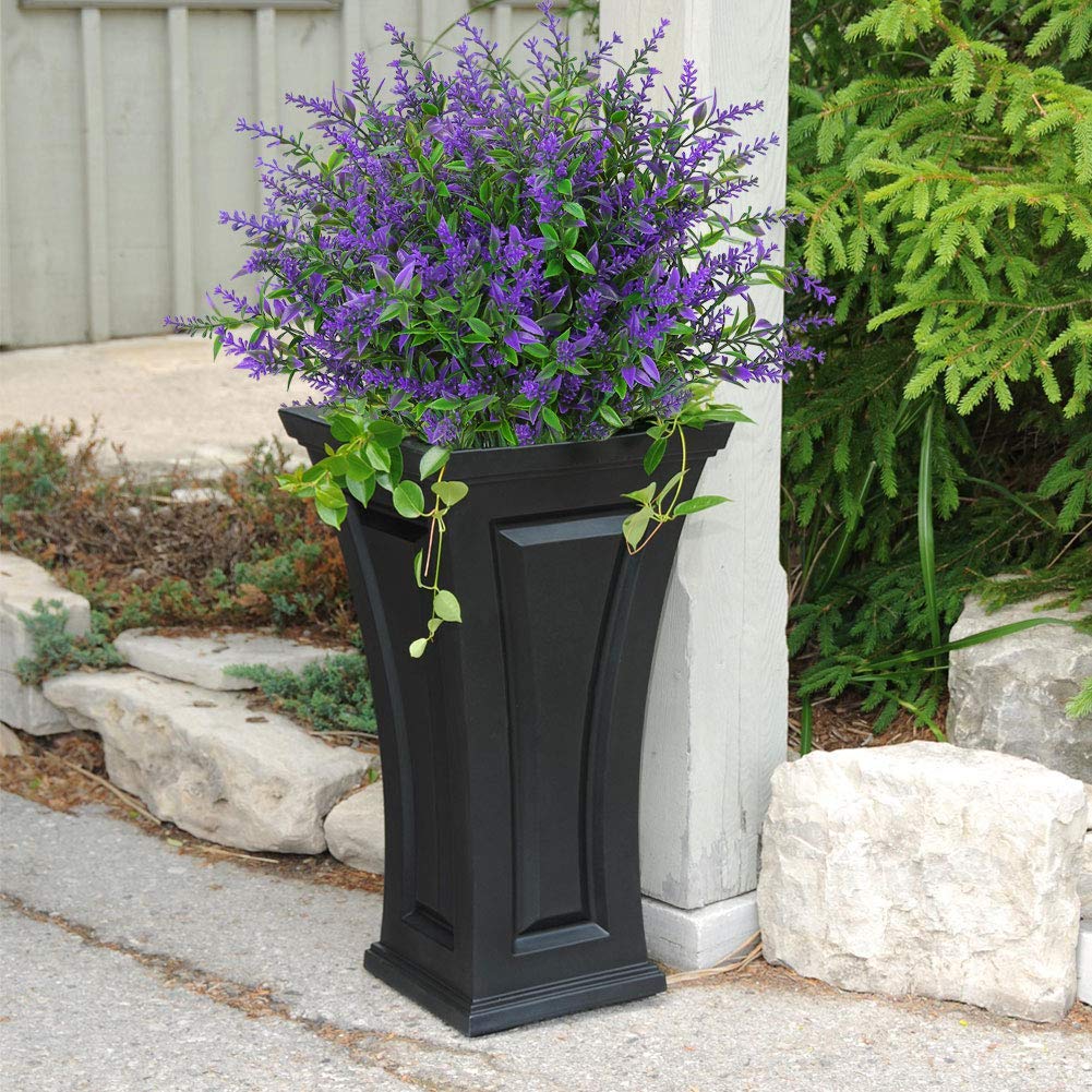 GREENRAIN 8 Pack Artificial Lavender Flowers - UV Resistant Faux Plastic Plants for Outdoor Garden, Porch & Window Box Decor - No Fade Purple Fake Flowers - Perfect for Home, Wedding & Party Decoration