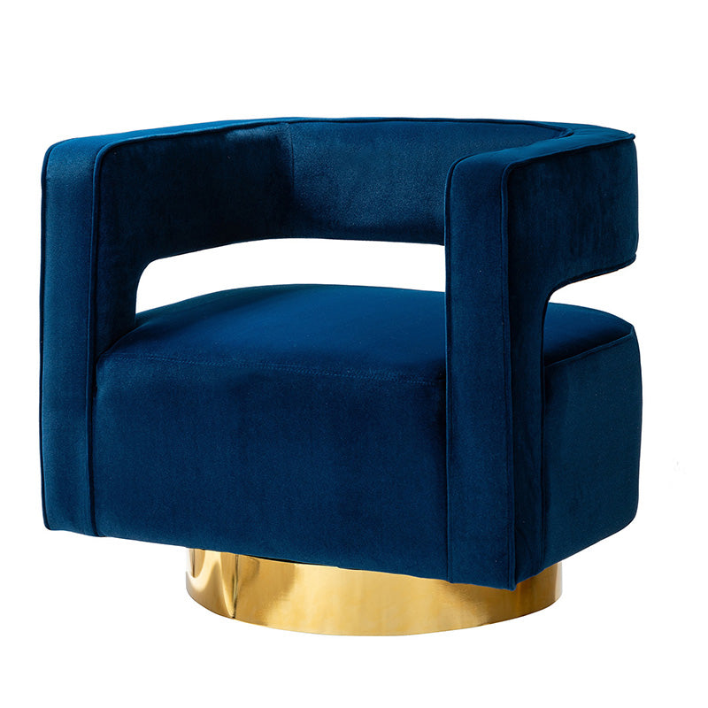Agata Velvet Swivel Barrel Armchair - Modern Velvet Accent Chair with 360° Rotation for Living Room, Bedroom & Office