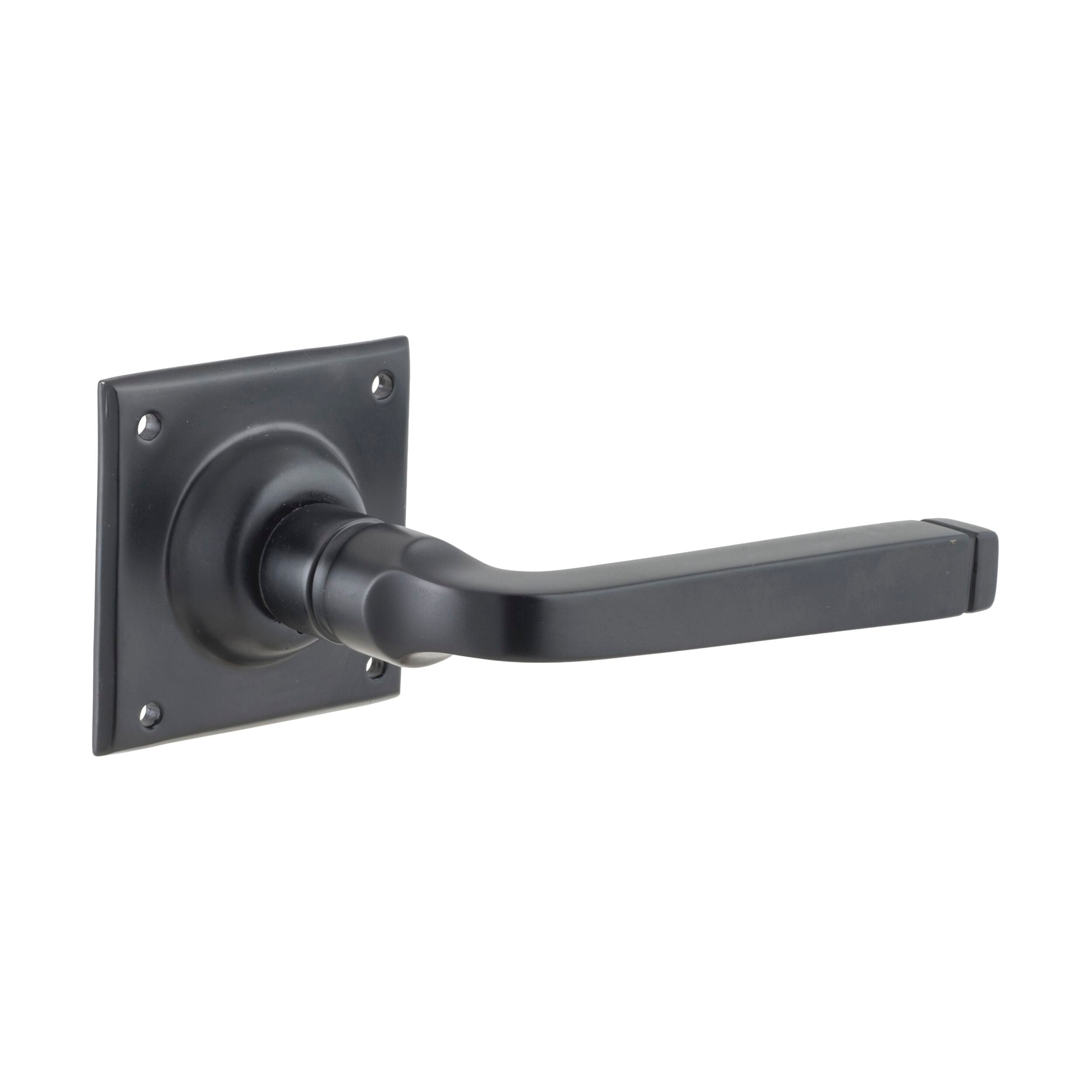 9628 Matte Black Square Rose Door Lever Pair - H60xW60xP70mm - Durable & Stylish Hardware for Interior Doors, Bedrooms, and Offices
