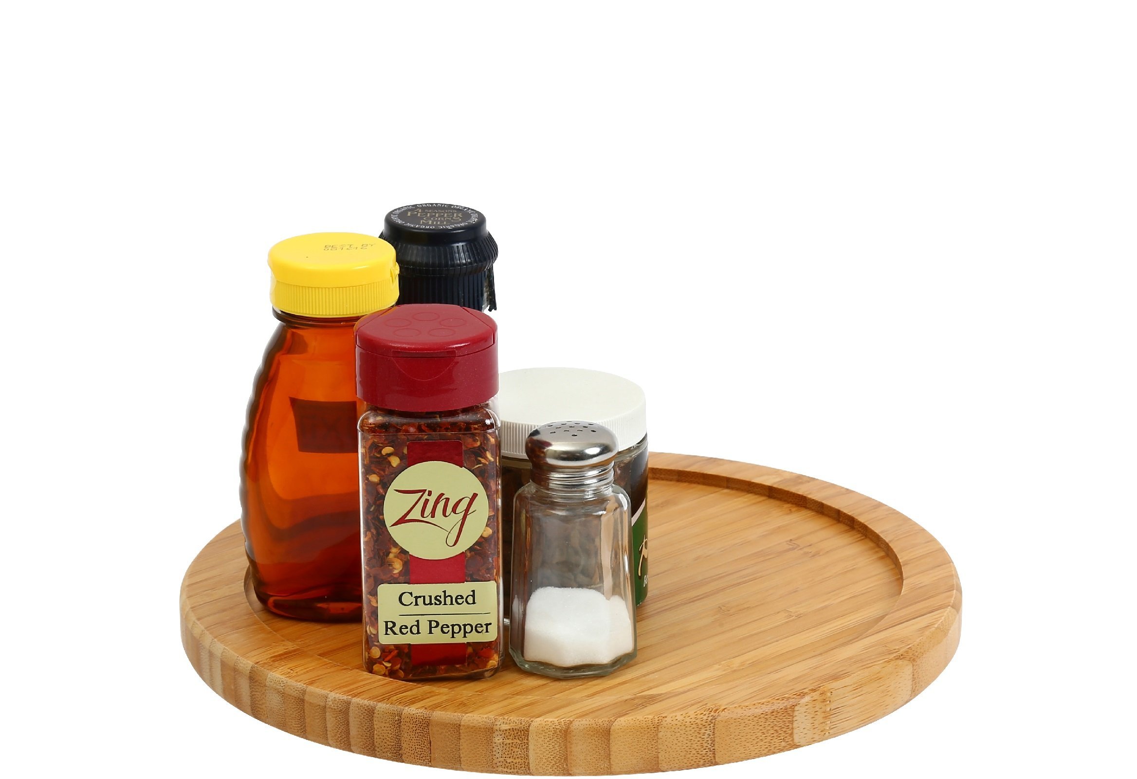 YBM HOME Bamboo Wooden Spice Rack Organizer - Non-Skid Rotating Turntable for Kitchen, Pantry, Fridge & Cabinet Storage | Perfect for Spices, Condiments, Cosmetics & Office Supplies Organization