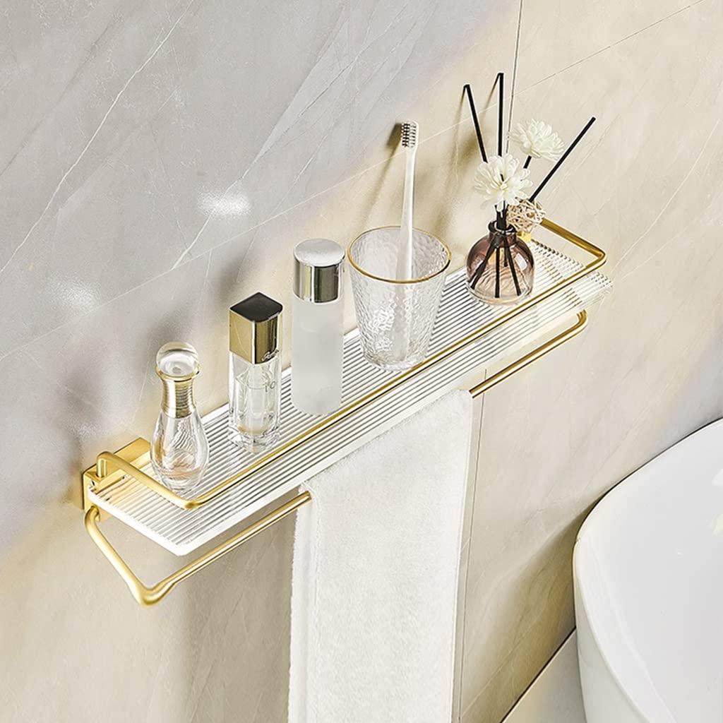 Acrylic Shower Caddy Shelf Organizer - Bathroom Storage Rack for Phone & Cosmetics - 50cm with Rod - Perfect for Small Spaces