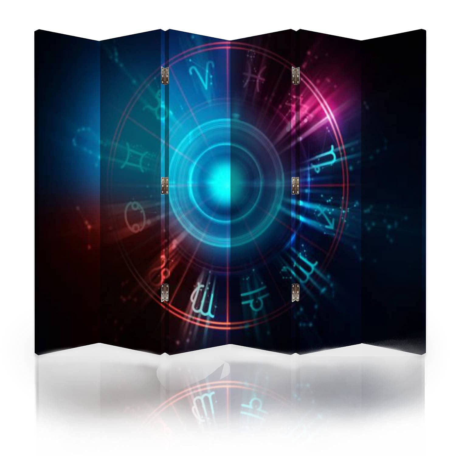 6-Panel Canvas Room Divider Screen with Astrology & Alchemy Design - Foldable Privacy Partition for Bedroom, Office & Studio - Decorative Wall Separator for Home & Workspace