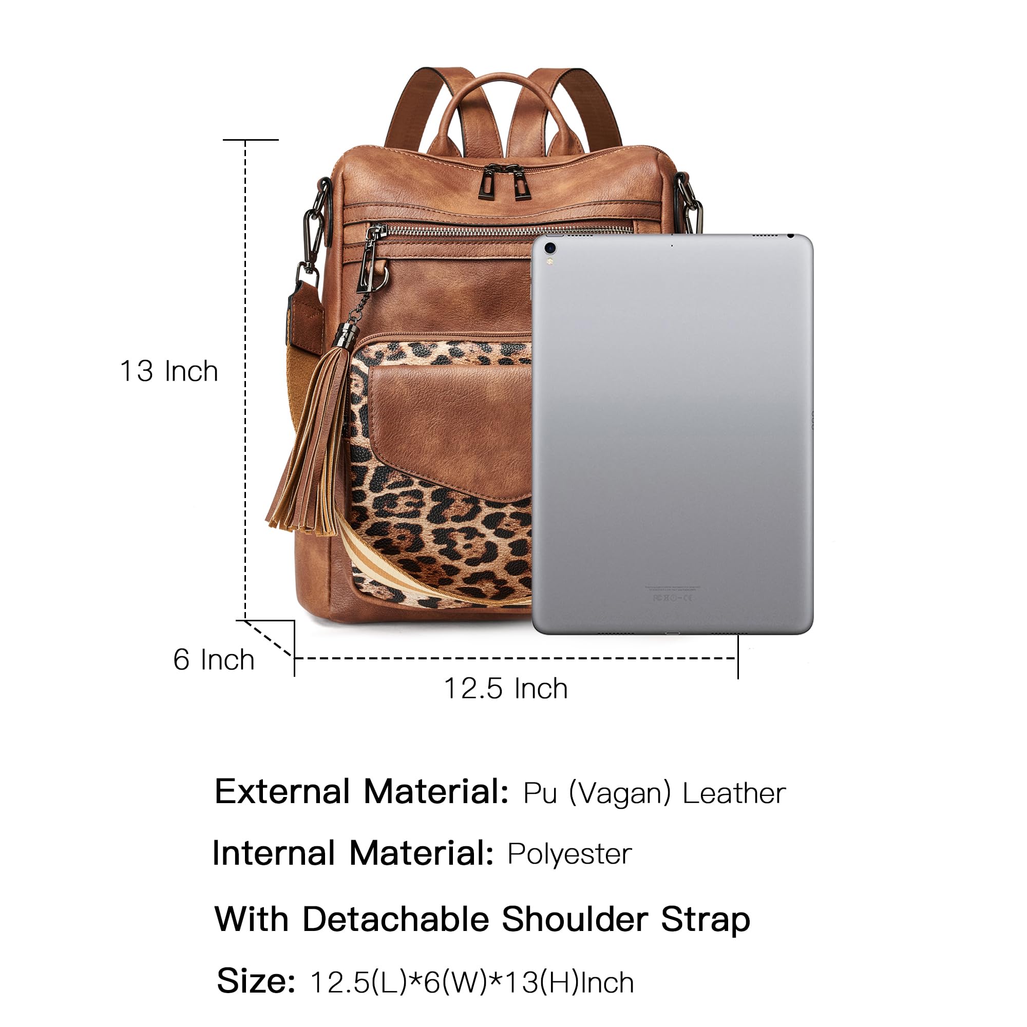 OPAGE Women's Leather Anti-Theft Travel Backpack Purse - Fashion Designer Shoulder Bag with Wristlet for Work, Commuting & Travel Accessories