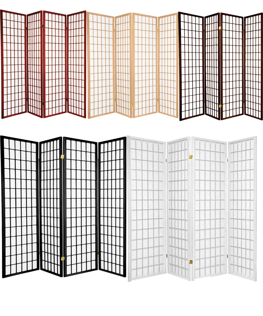 6 ft Tall Black Shoji Style Room Divider - 3, 4, 5, 6, 8 Panel Folding Privacy Screen for Home Office, Bedroom & Living Room Partition