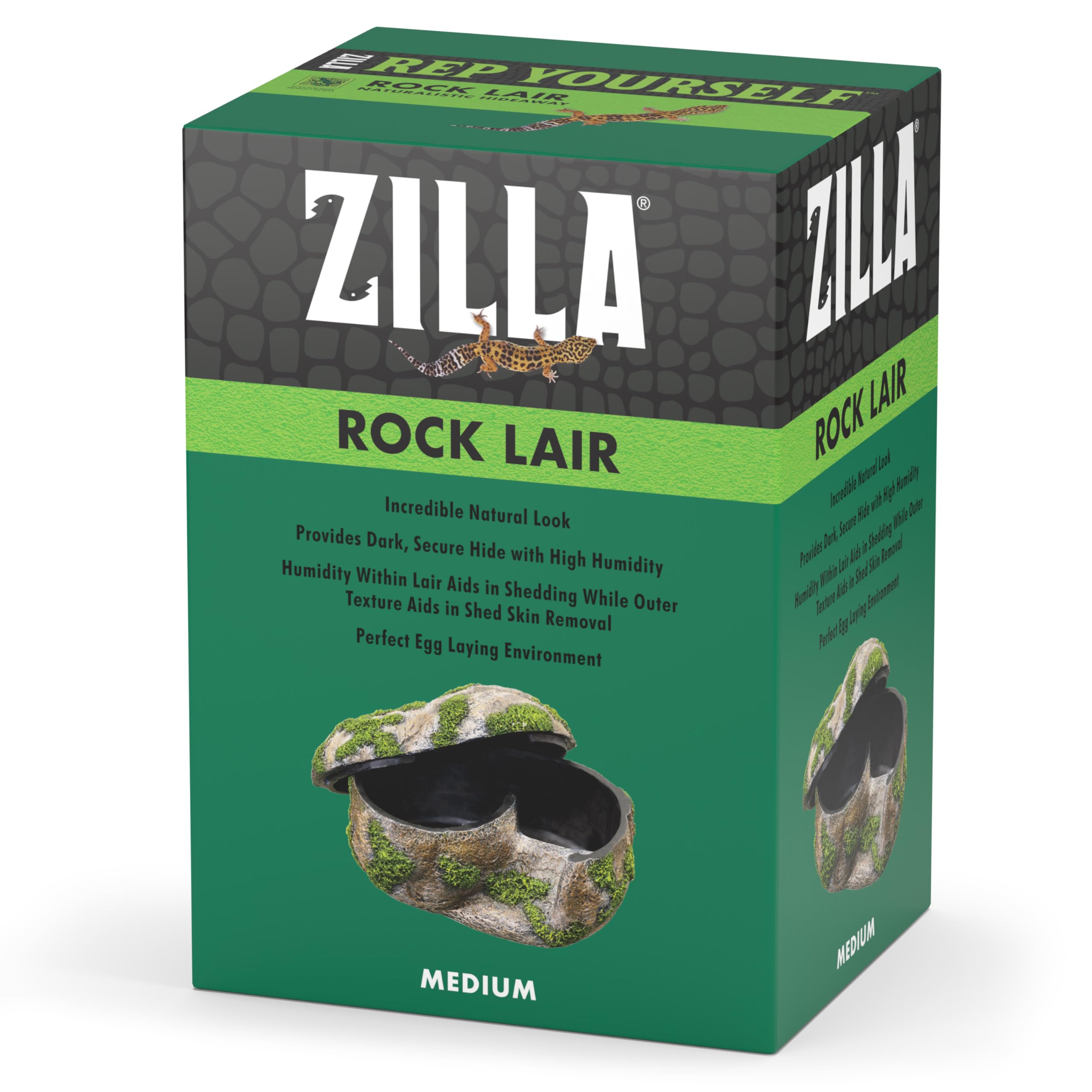 Zilla Medium Pet Terrarium Rock Lair - Natural Hideout for Reptiles & Amphibians - Perfect for Bearded Dragons, Geckos & Small Pets - Ideal for Desert & Tropical Terrarium Setups