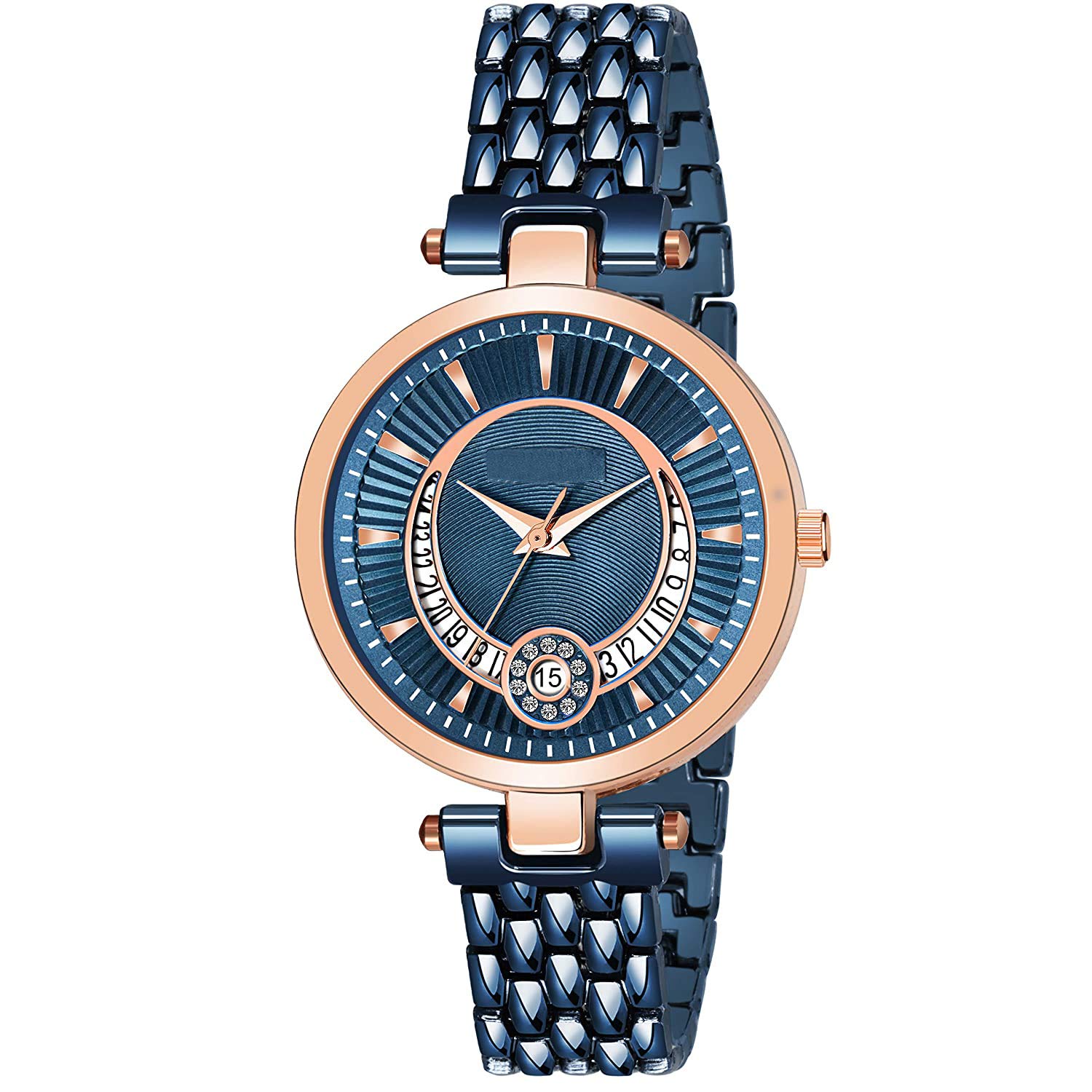 Niyati NX Analog Date Display Women's & Girl's Watch with Metal Strap - Black Dial & Black Band - Elegant Fashion Accessory for Office, Party & Daily Wear