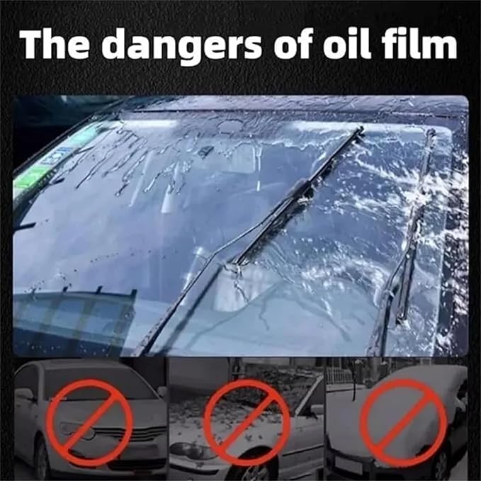 Premium Car Glass Cleaner & Oil Film Remover - Powerful Windshield Cleaner for Crystal Clear Visibility, Safe Driving - Ideal for Cars, Trucks & Motorcycles (3 Pack)