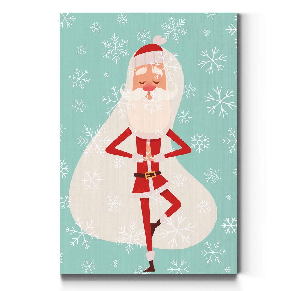 Renditions Gallery Christmas Canvas Wall Art - Holiday Décor with Hot Chocolate & Gingerbread House - Yoga Santa 32x48 - Perfect for Living Room, Bedroom & Seasonal Home Decoration