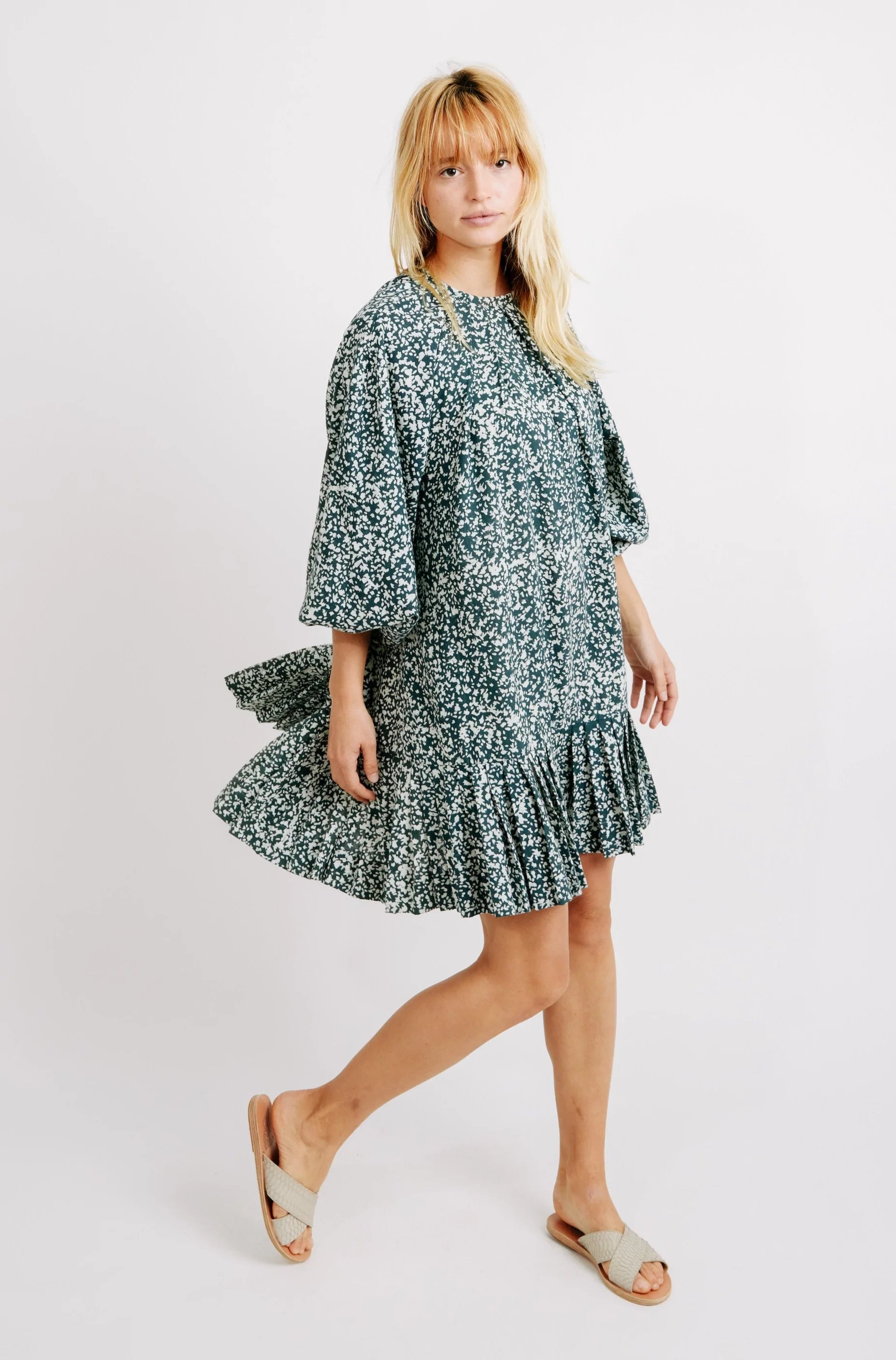 Mirth Somerset Drop Waist Dress in Forest Green - Elegant Flowy Midi Dress for Women, Perfect for Weddings, Parties & Special Occasions