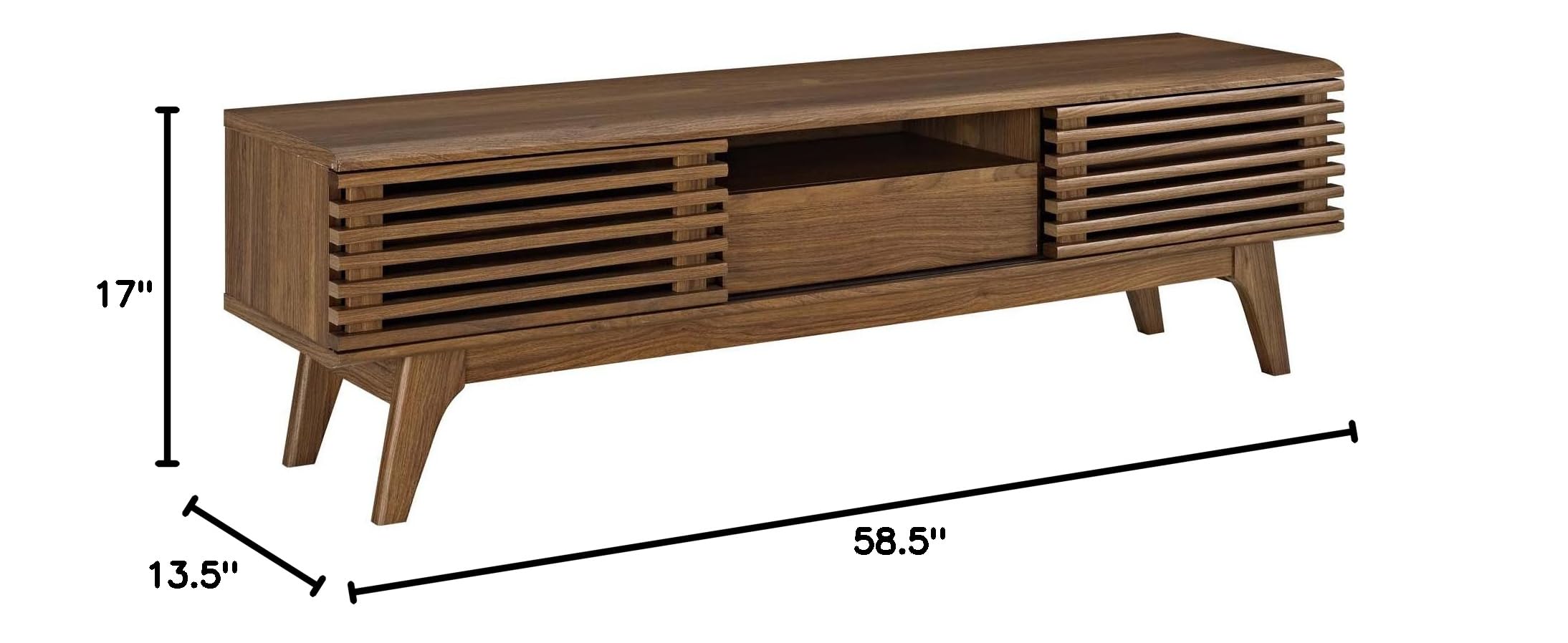 Modern Contemporary Wooden TV Stand Console Table for Living Room, Lounge, Club & Lobby - Brown Media Entertainment Center - Perfect for Home Theater Setup & Stylish Interior Decor