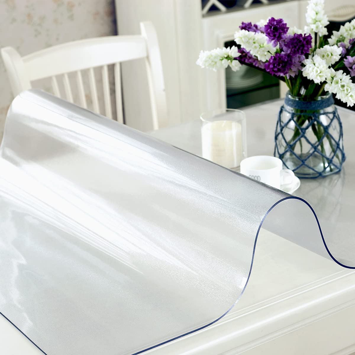 Royhom 2mm Thick Frosted Plastic Table Cover Protector - 60 x 36 Inch Waterproof & Oil-Proof Dining Table Protector for Kitchen, Restaurant, and Home Use