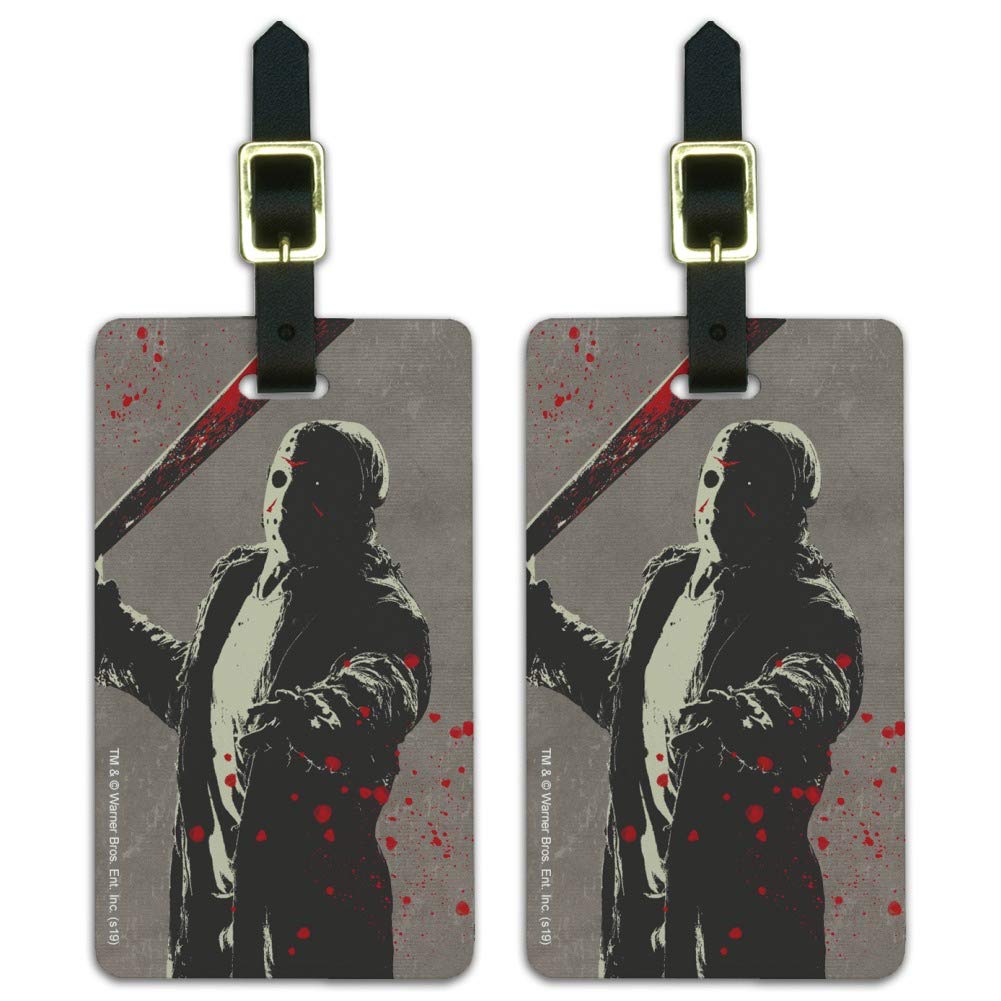 Friday The 13th Jason Voorhees Horror Movie Luggage Tags - Set of 2 Durable Carry-On ID Cards for Suitcases & Backpacks - Perfect for Halloween Travel & Horror Conventions