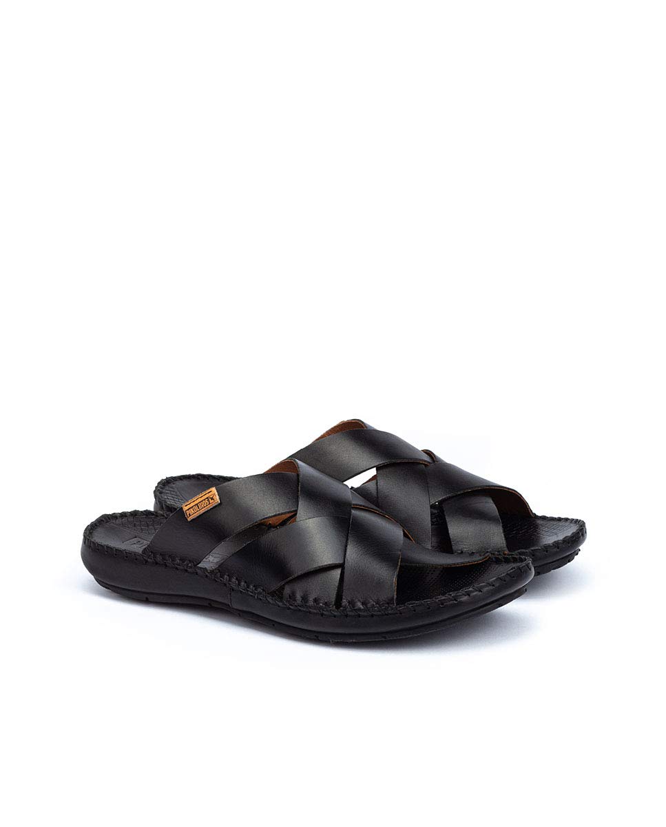 PIKOLINOS Men's Leather Flat Sandals - Comfortable Black Tarifa Style for Casual Wear & Summer Outings