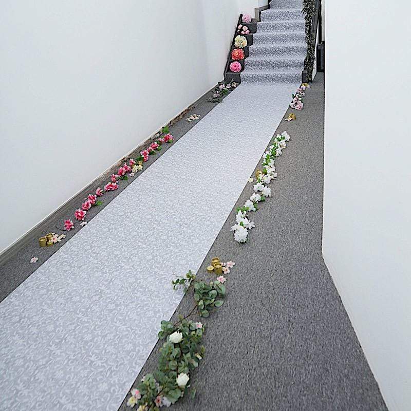 50 ft White Floral Lace Wedding Aisle Runner - Perfect for Outdoor & Indoor Ceremonies, Bridal Showers, and Photo Backdrops