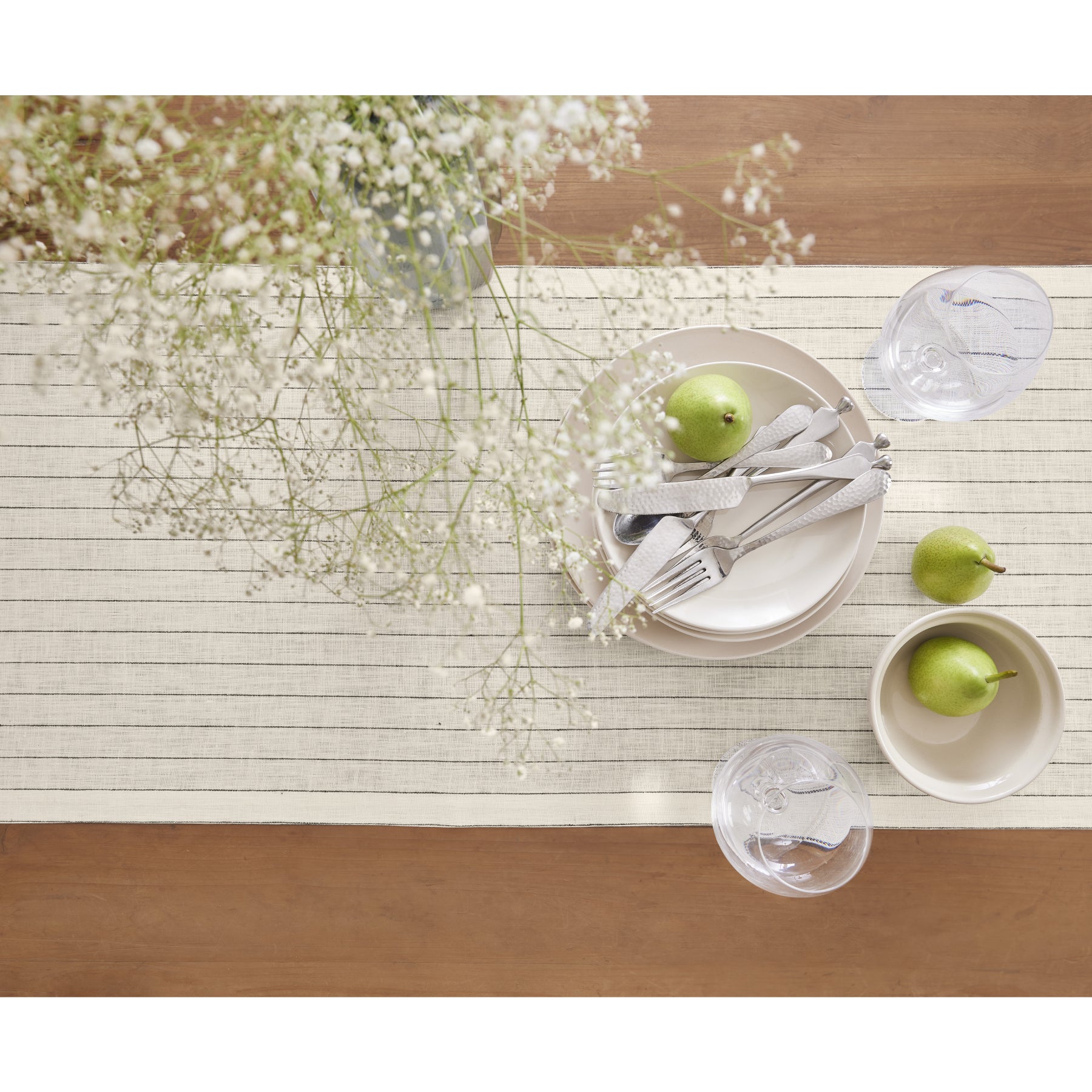 Elegant Pinstripe Table Runner - 16 Inch & 18 Inch Wide Options for Dining Table Decor | Perfect for Weddings, Parties & Holiday Tablescapes