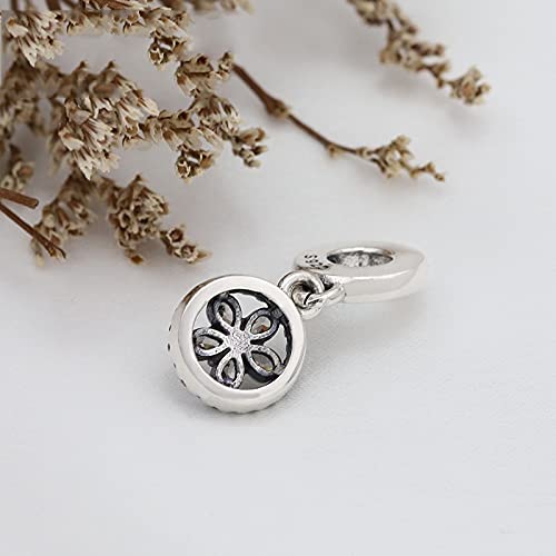 Pandora Style 925 Sterling Silver Rose Zircon Pendant - Rose Gold Charm Bead for Bracelet & Necklace Jewelry Making - Perfect for Women's Gifts & Everyday Wear