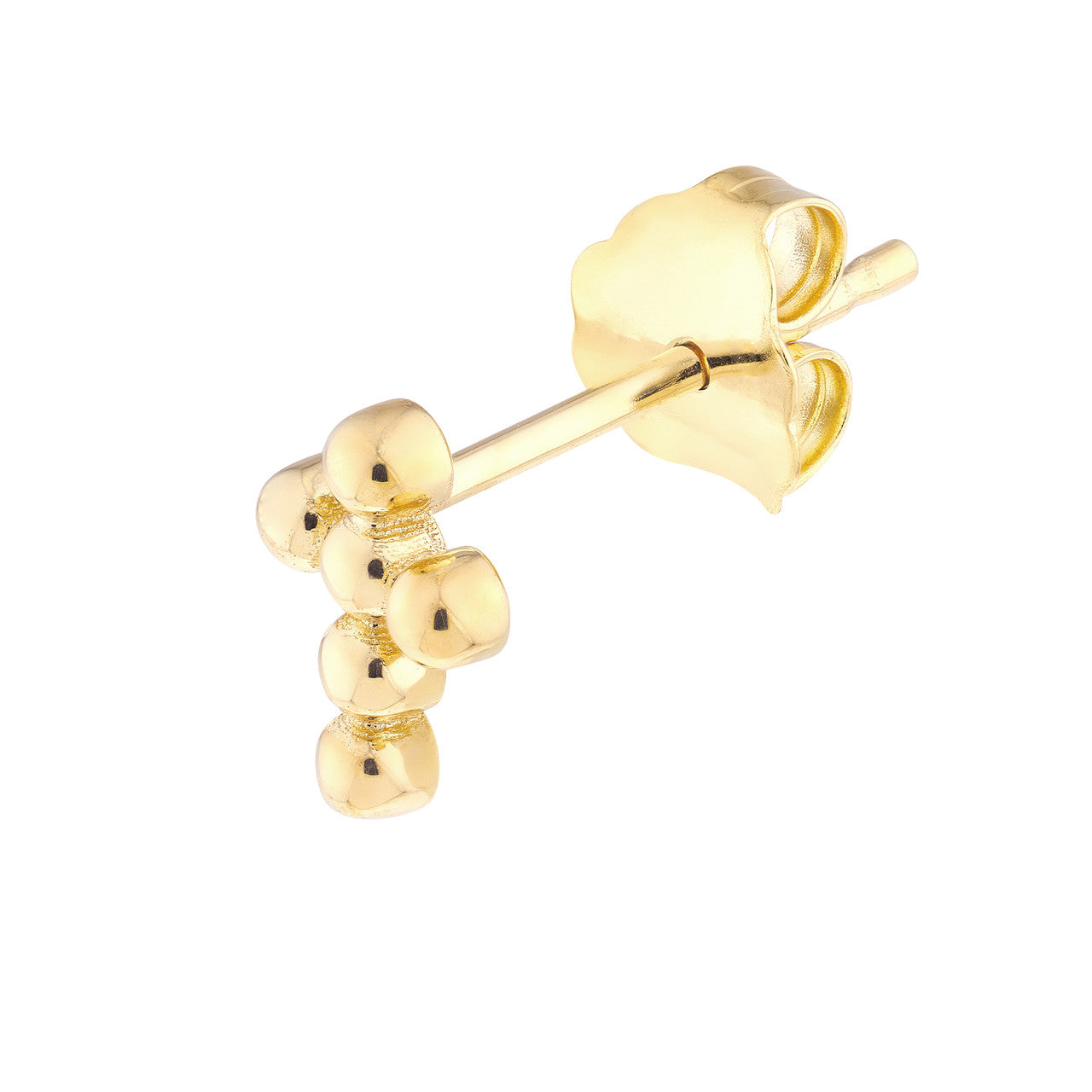 14K Yellow Gold Beaded Mini Cross Stud Earrings for Women - Religious Jewelry Gift for Baptism, Confirmation & Everyday Wear