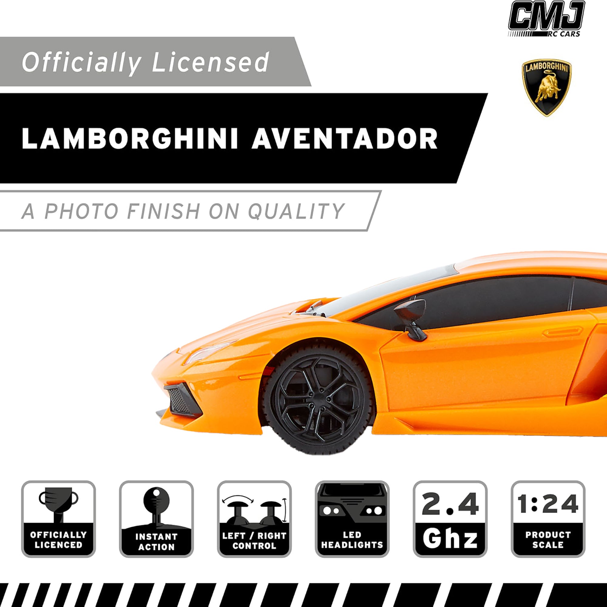 1:24 Scale CMJ RC Lamborghini LP700-4 Orange Remote Control Car - 2.4GHz High Speed Racing Toy with LED Headlights for Kids & Adults - Perfect for Indoor Racing, Birthday Gifts & Car Collections