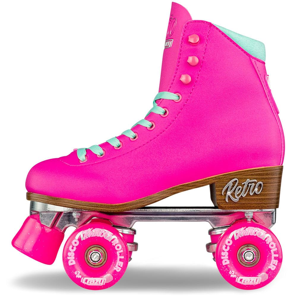 Crazy Skates Retro Roller Skates - Adjustable & Fixed Size Quad Skates for Men, Women & Kids | Classic 80s Style Roller Skates for Indoor & Outdoor Rink, Roller Disco & Fitness