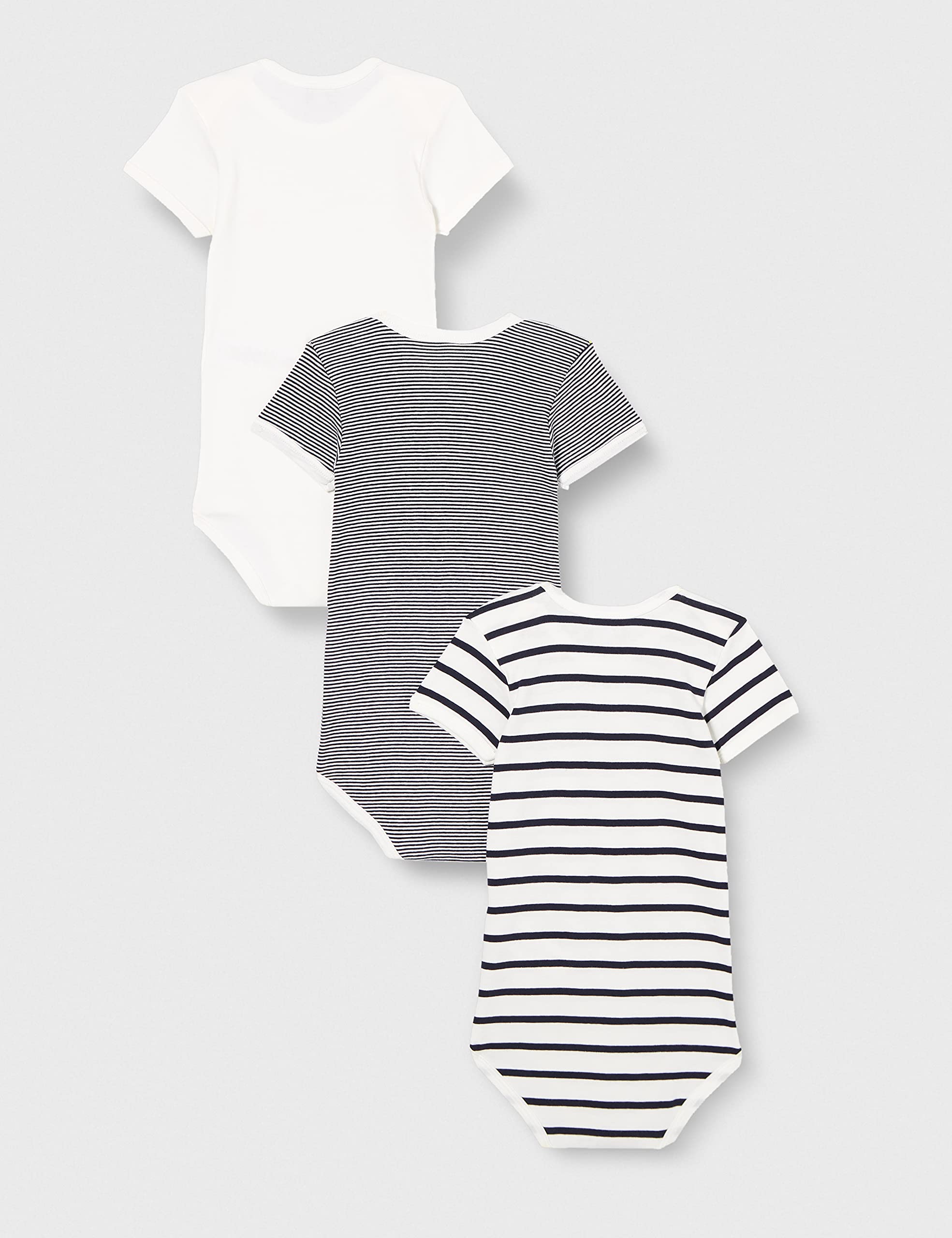 Petit Bateau Baby Bodysuit 3-Pack - Unisex Cotton Onesies for Newborns & Infants | Soft, Comfortable & Breathable for Everyday Wear, Playtime & Sleep