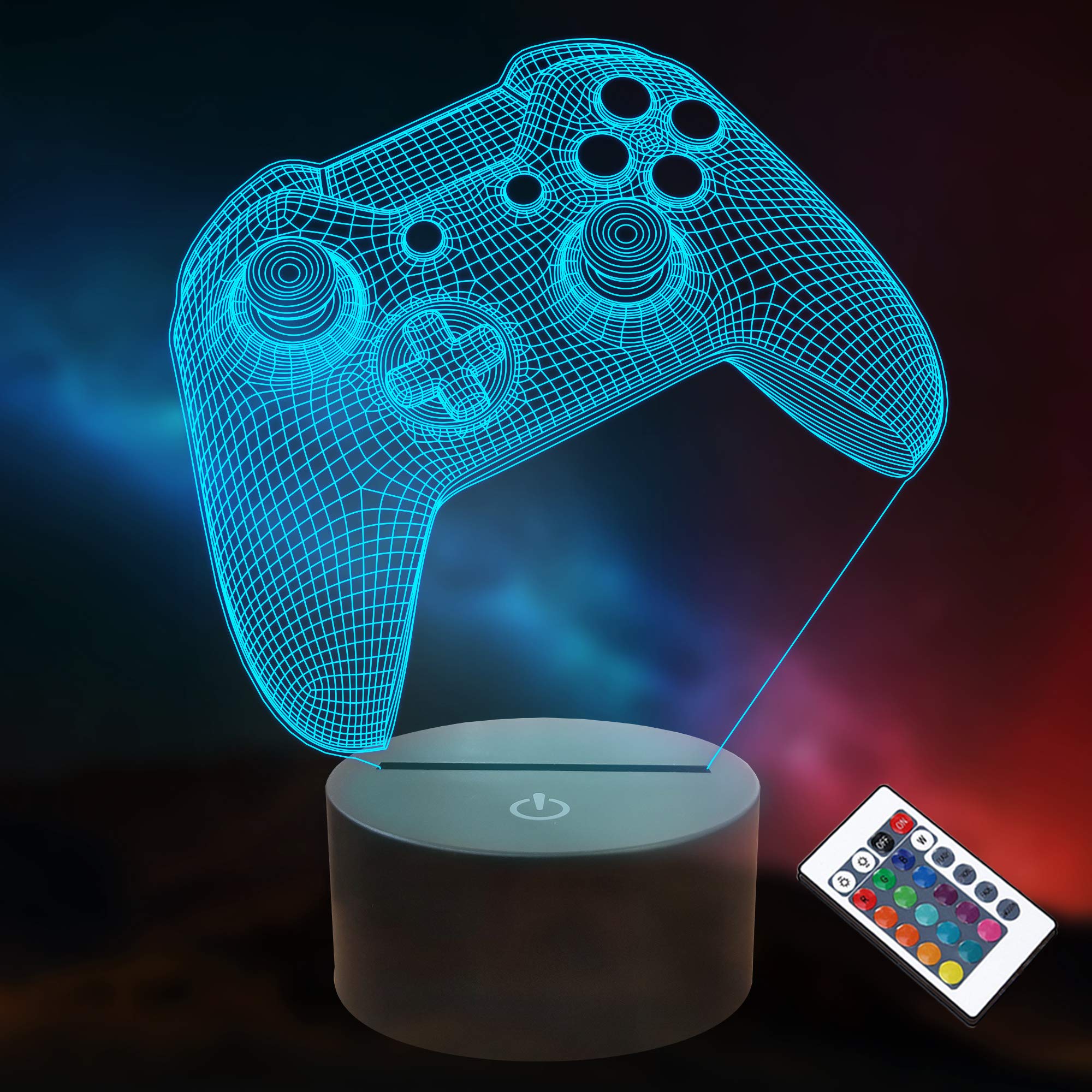 Lightzz 3D Gamepad Night Light - 16 Color Changing LED Illusion Lamp with Remote & Touch Control, Timer Function - Perfect Gaming Room Decor & Birthday Gift for Gamers - Ideal for Bedroom, Kids Room & Game Themed Parties