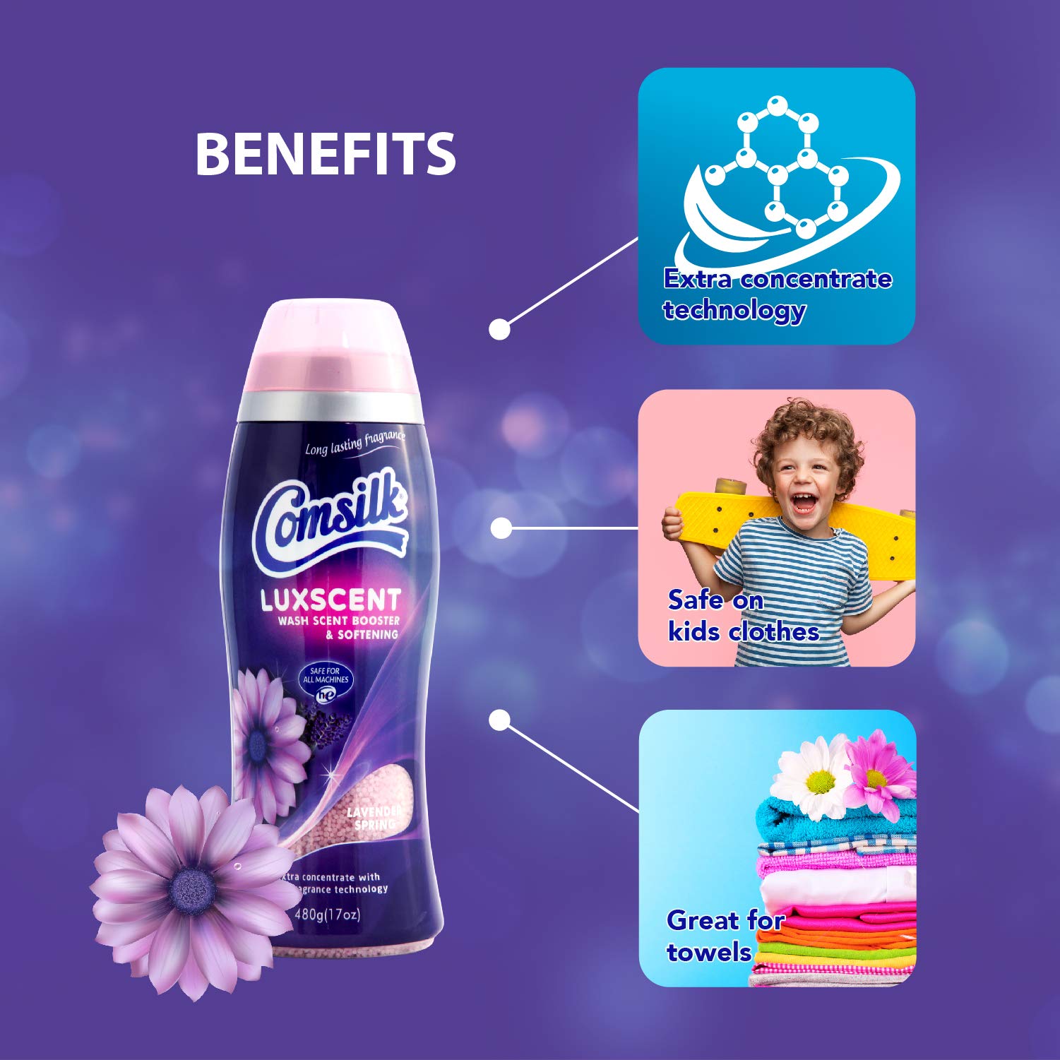 Luxscent Scent Booster for Laundry - Lavender Spring Fragrance Beads | Long-Lasting Freshness for Clothes, Sheets & Towels | Ideal for Washing Machines, Dryers & Closet Storage