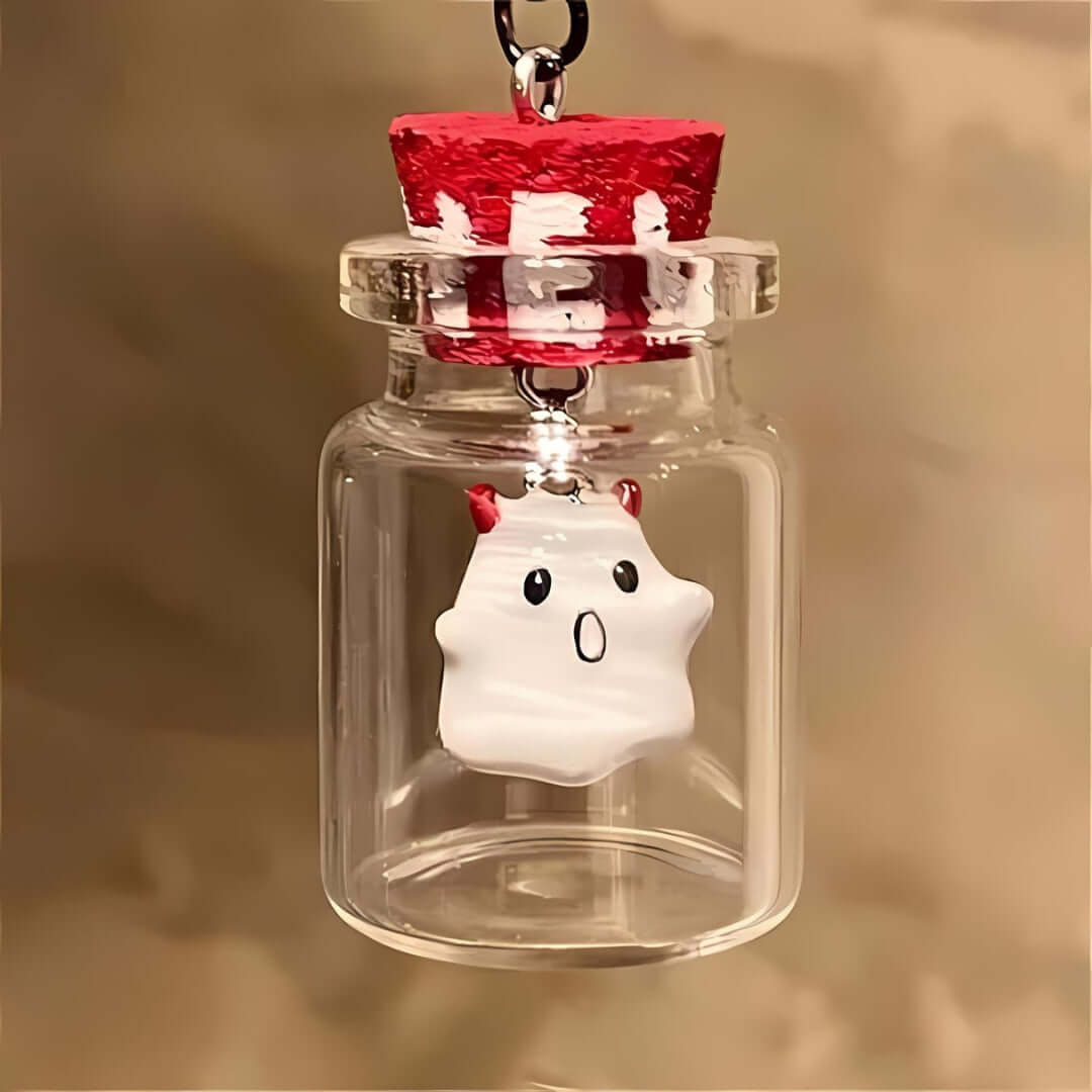Ghost in a Bottle Halloween Pendant Necklace - Spooky Jewelry Gift for Women & Teens | Perfect for Halloween Parties, Cosplay & Gothic Fashion Accessories