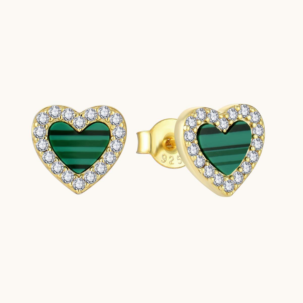 Romantic Green Heart Stud Earrings for Women - Dainty Jewelry Gift for Valentine's Day, Anniversary or Birthday - Perfect for Everyday Wear, Date Nights & Special Occasions