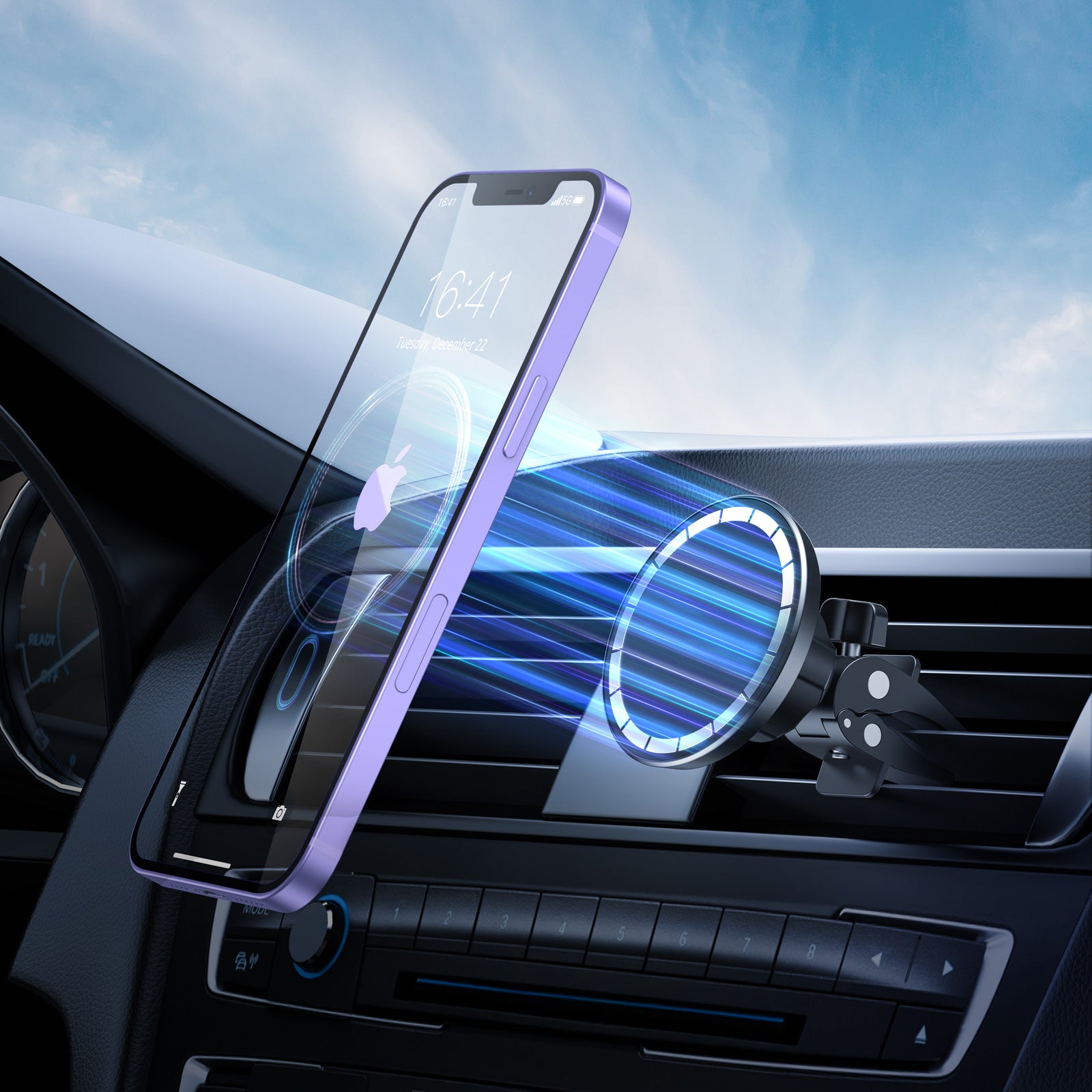 Strong Magnetic Car Phone Mount - Universal Air Vent Holder for iPhone, Samsung & Smartphones - Hands-Free Driving & GPS Navigation Accessory