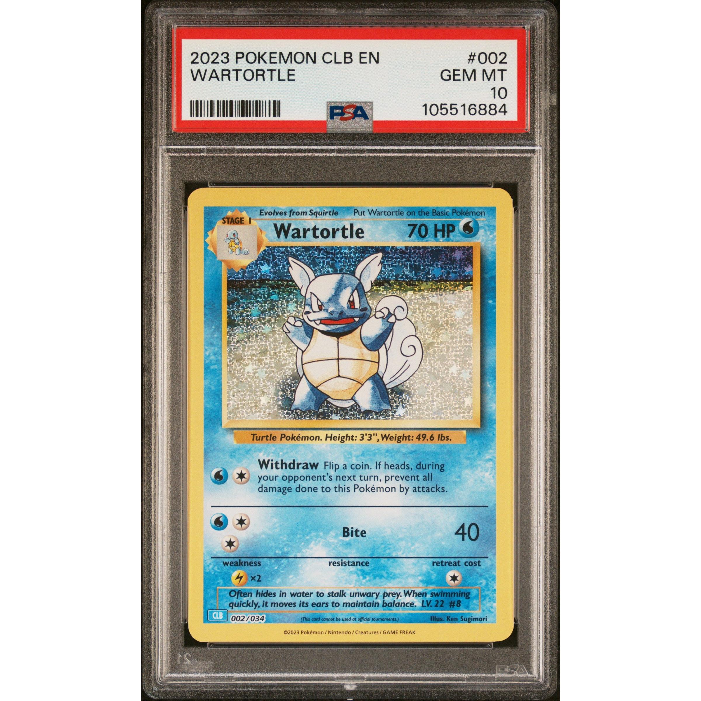 2023 Pokemon Classic Collection Wartortle 002/034 PSA 10 Graded Card - Rare Collectible for Pokemon Fans & Trading Card Game Players | Perfect for Display, Investment & Battles