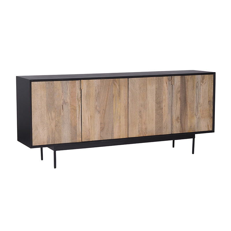 RADLEY 180 cm Solid Mango Wood Sideboard - Natural & Black Finish for Living Room, Dining Room, or Hallway Storage