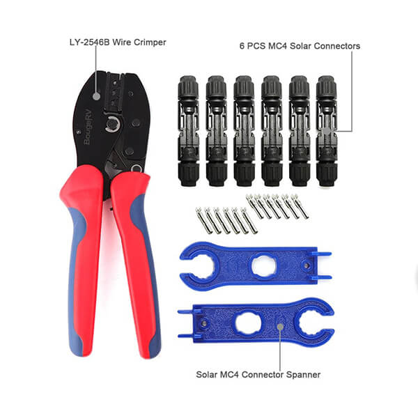 BougeRV Solar Panel Crimper Tool Kit - Professional PV Cable Lug Crimping Tool for Solar Panel Installations - Perfect for DIY Solar Projects and Off-Grid Systems
