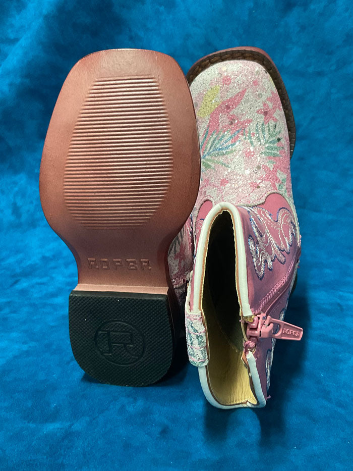 Roper Toddler Girls' Glitter Floral Ankle Boots Pink - Comfortable & Stylish for Playdates, Preschool & Outdoor Adventures