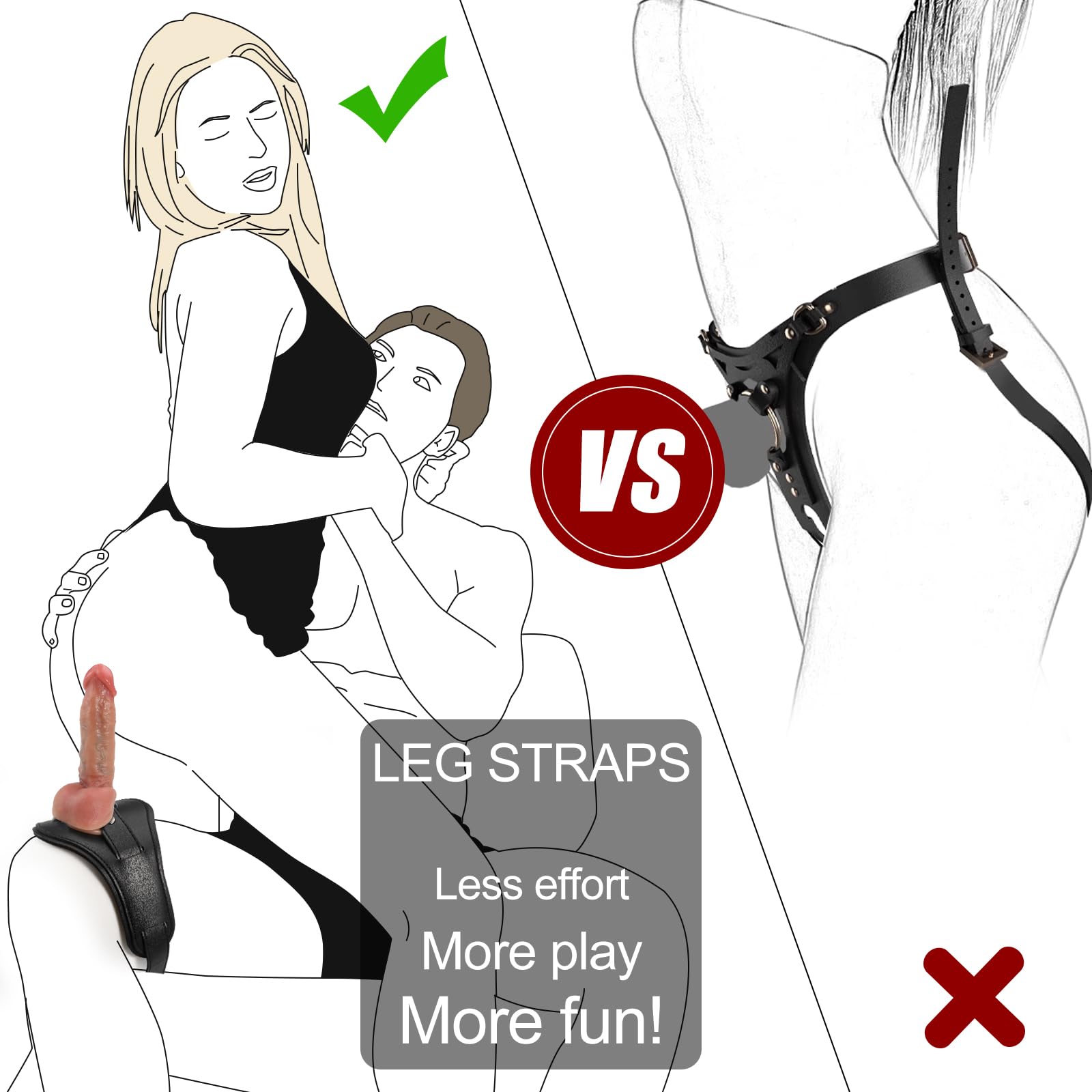 Adjustable Leg Strap-on Harness for Ride Dildo - Wearable Thigh Harness for Women & Couples - Perfect for Sex Parties, BDSM & Role Play Scenes - Adult Sex Toy with Secure Body Positioning