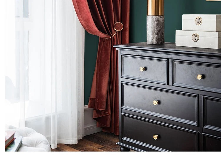 Brittany Velvet Plain Curtains - Dark Red Blackout Drapes for Living Room & Bedroom - Thermal Insulated Window Treatments for Home Decor