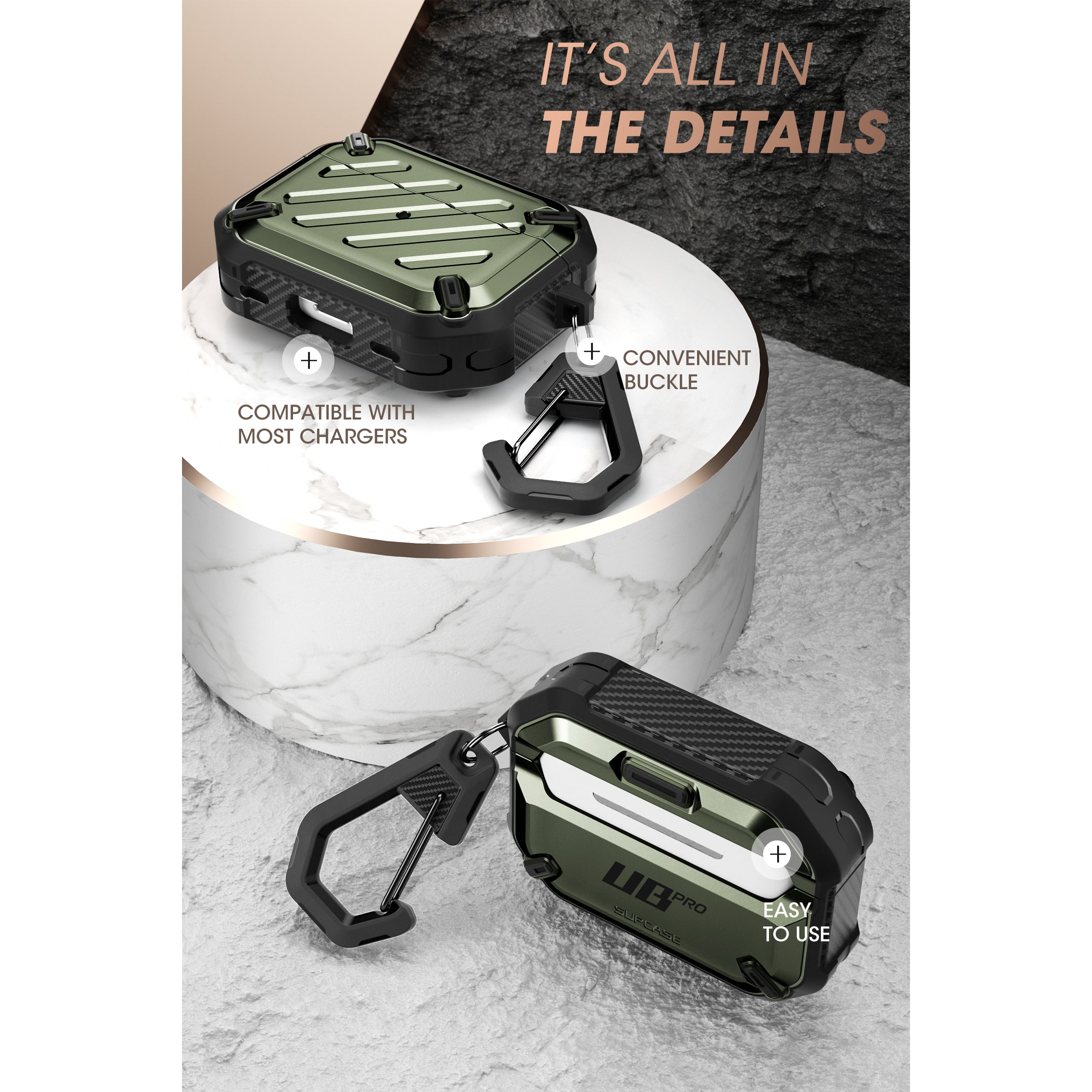Apple AirPods Pro 2 Case - Unicorn Beetle PRO Rugged Protective Cover (Dark Green) | Shockproof & Dirt-Resistant | Perfect for Outdoor, Travel & Sports Activities