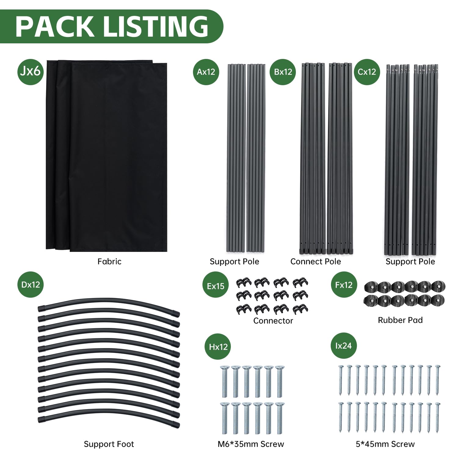 YASRKML 6-Panel Folding Room Divider Screen - Portable Freestanding Privacy Partition for Home & Office - Black Fabric Room Separator for Bedrooms, Living Spaces & Events