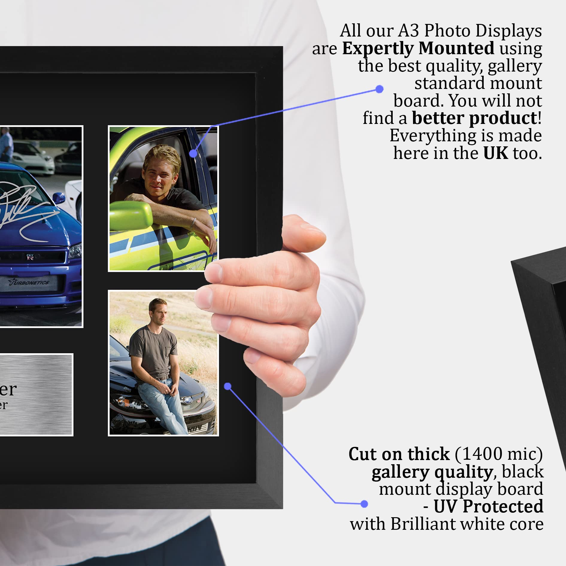 Fast & Furious Paul Walker Autographed A3 Framed Photo - Signed Memorabilia for Movie Fans - Perfect for Home Theater, Man Cave & Gift Giving