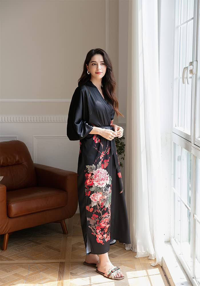 Women's Satin Kimono Robes - Soft Bathrobes & Pajama Loungewear for Spa, Bridal Shower, and Relaxation at Home