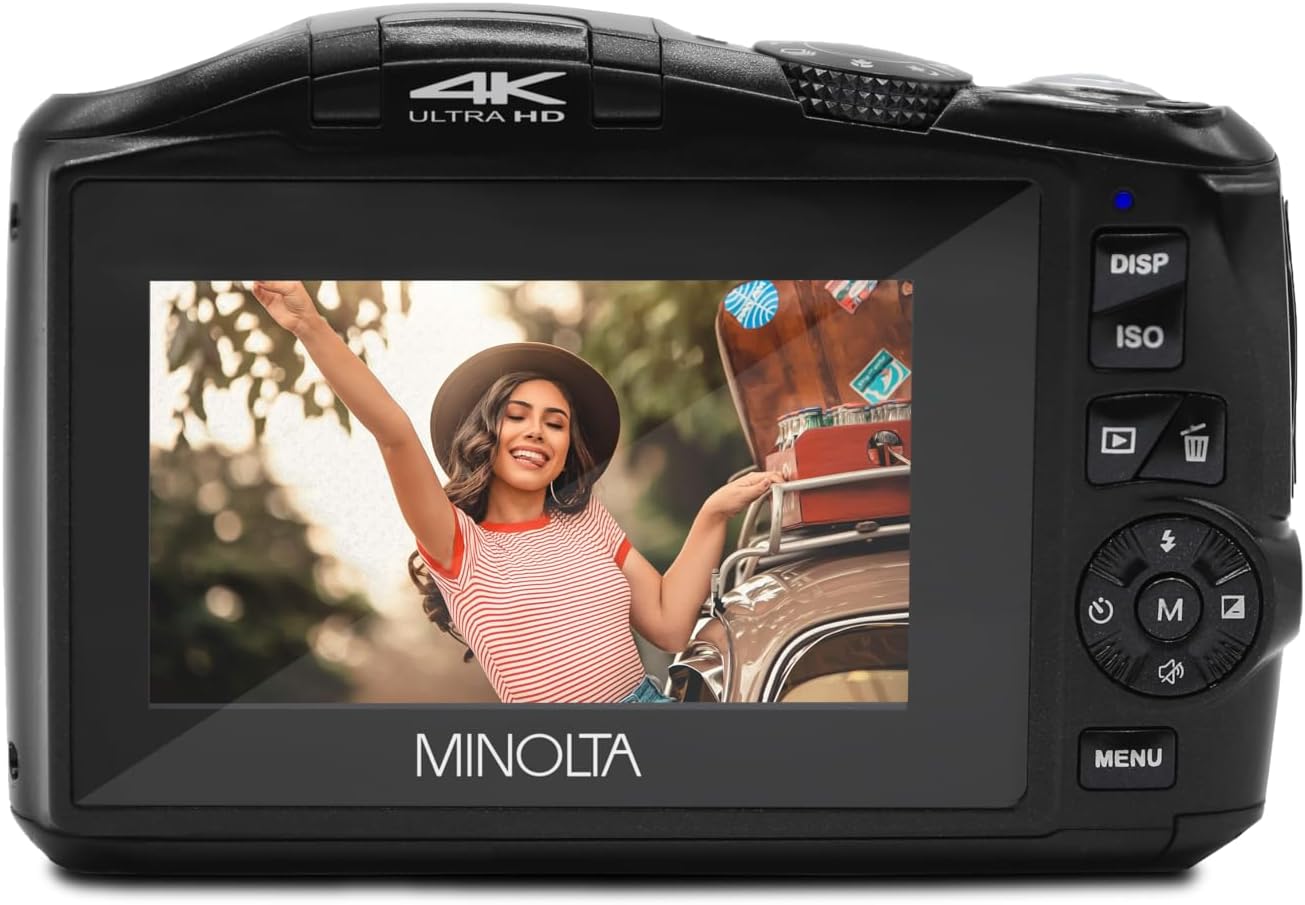 MINOLTA MND55 64MP Autofocus Digital Camera - 4K Ultra HD Video, WiFi Connectivity (Black) - Perfect for Travel Photography, Vlogging & Content Creation - Memory Card Not Included