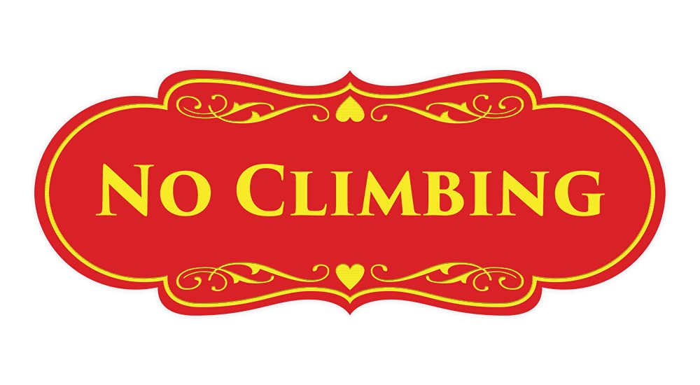 ByLITA No Climbing Warning Sign (Red/Yellow) - Small Safety Sign for Kids, Pools, Playgrounds & Construction Areas