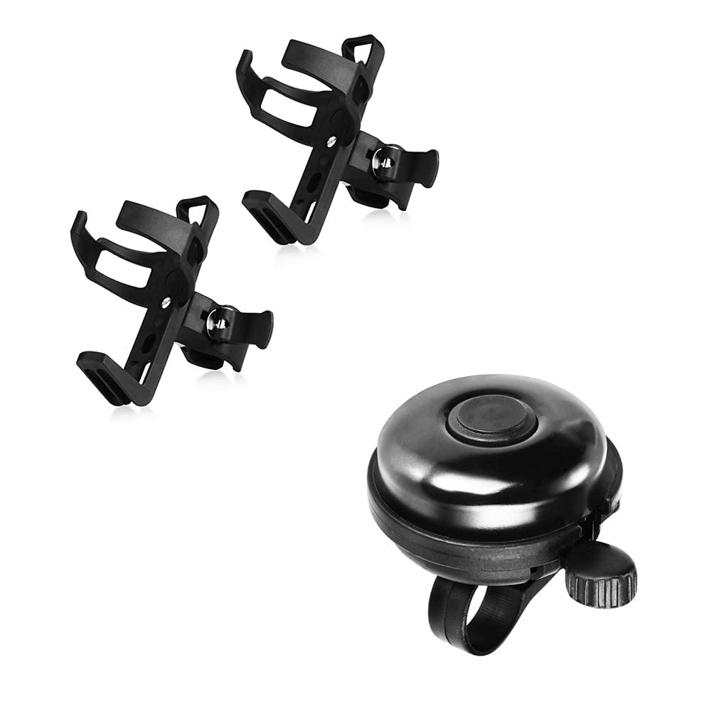 Accmor Bike Bell & Water Bottle Holder Set - Durable Bicycle Accessories for Kids & Adults - Perfect for Mountain Bikes, Commuting & Outdoor Cycling Adventures