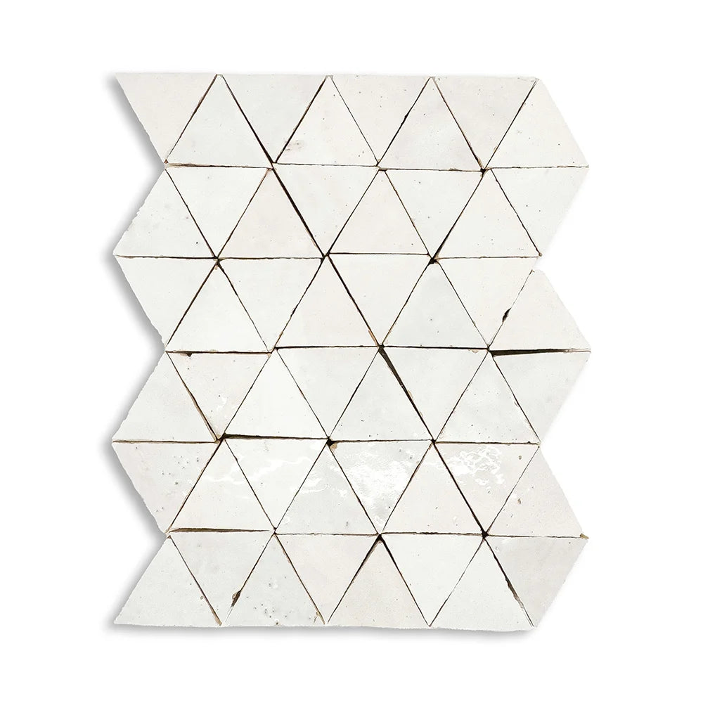 Handmade Moroccan Zellige Mosaic Tiles - Authentic Triangle Geometric Patterns for Kitchen Backsplash, Bathroom Wall & Pool Design