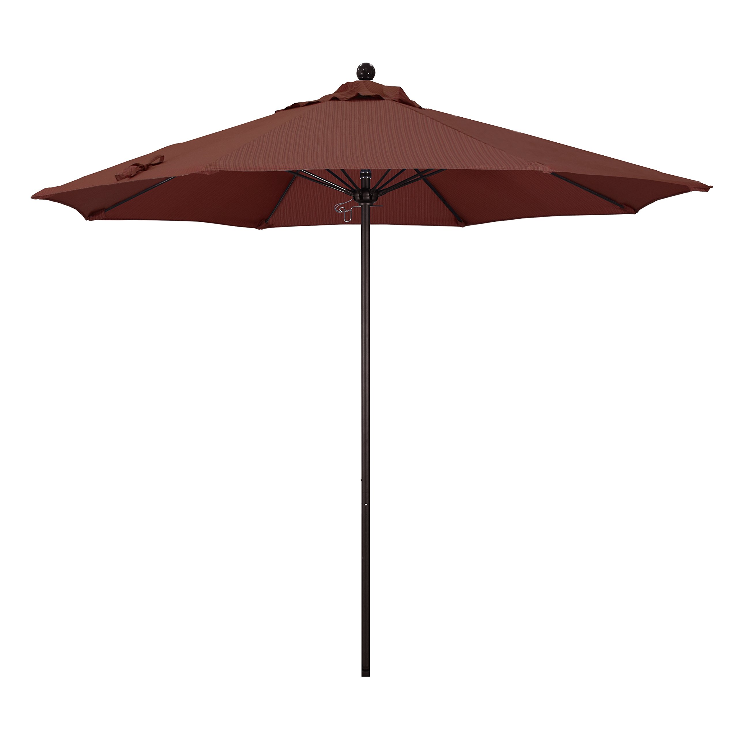 9' Round California Umbrella with Aluminum/Fiberglass Frame & Bronze Pole - Push Open Patio Umbrella for Outdoor Dining, Poolside Lounging, and Backyard Relaxation | Olefin Terrace Adobe Fabric