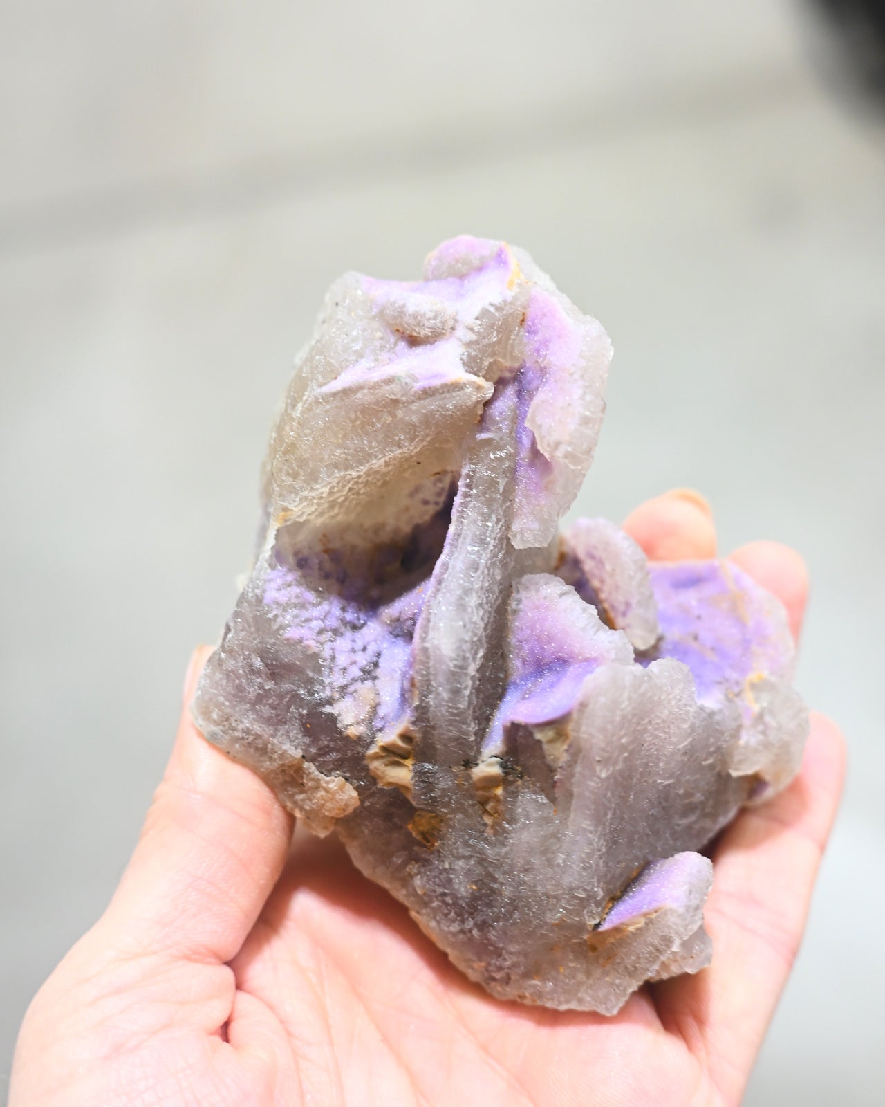 Natural Purple Fluorite with Druzy Quartz and Muscovite - Healing Crystal for Meditation, Energy Work & Home Decor