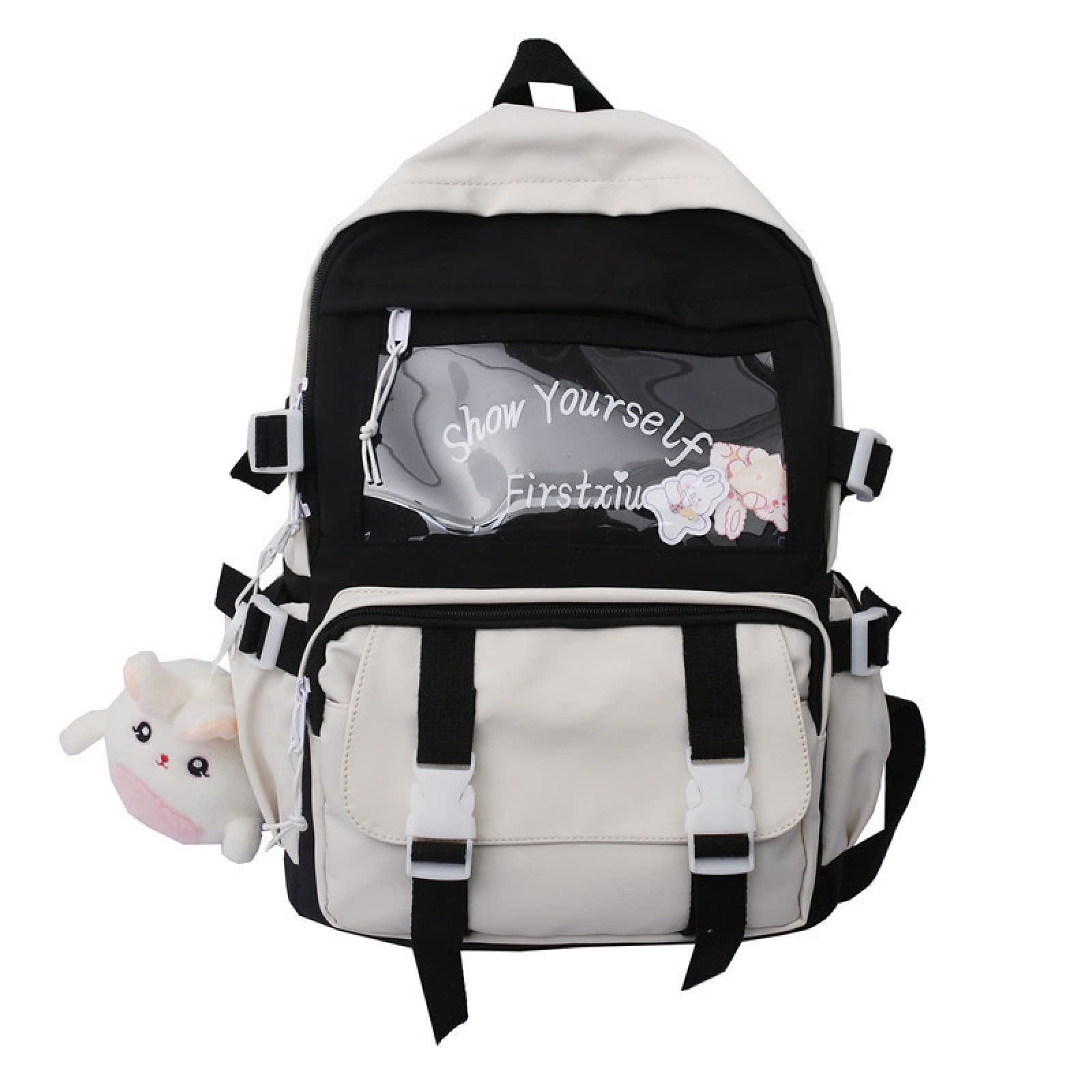 Cute Kawaii Backpack for Girls - Large Capacity School Backpack with Tooling Style Stitching, Perfect for School, College & Campus (Black) - Ideal for Students, Travel & Everyday Use