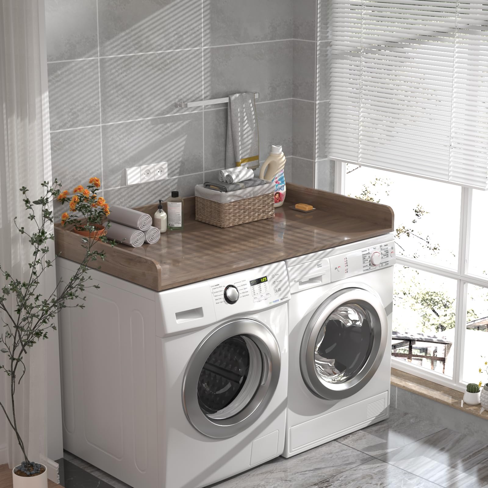 Premium White Marble Washer Dryer Countertop - 54